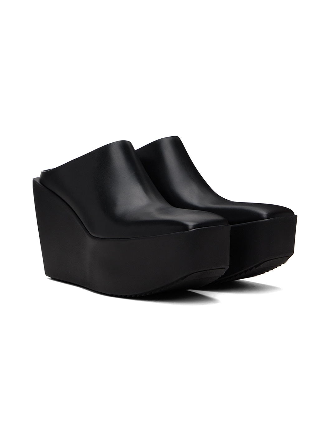 Black Sliver Platform Mules - 4