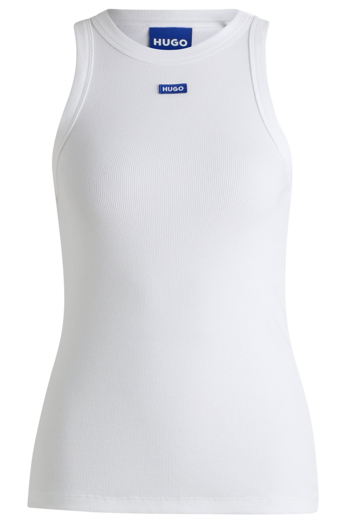 SLIM-FIT STRETCH-COTTON TOP WITH BLUE LOGO BADGE - 1