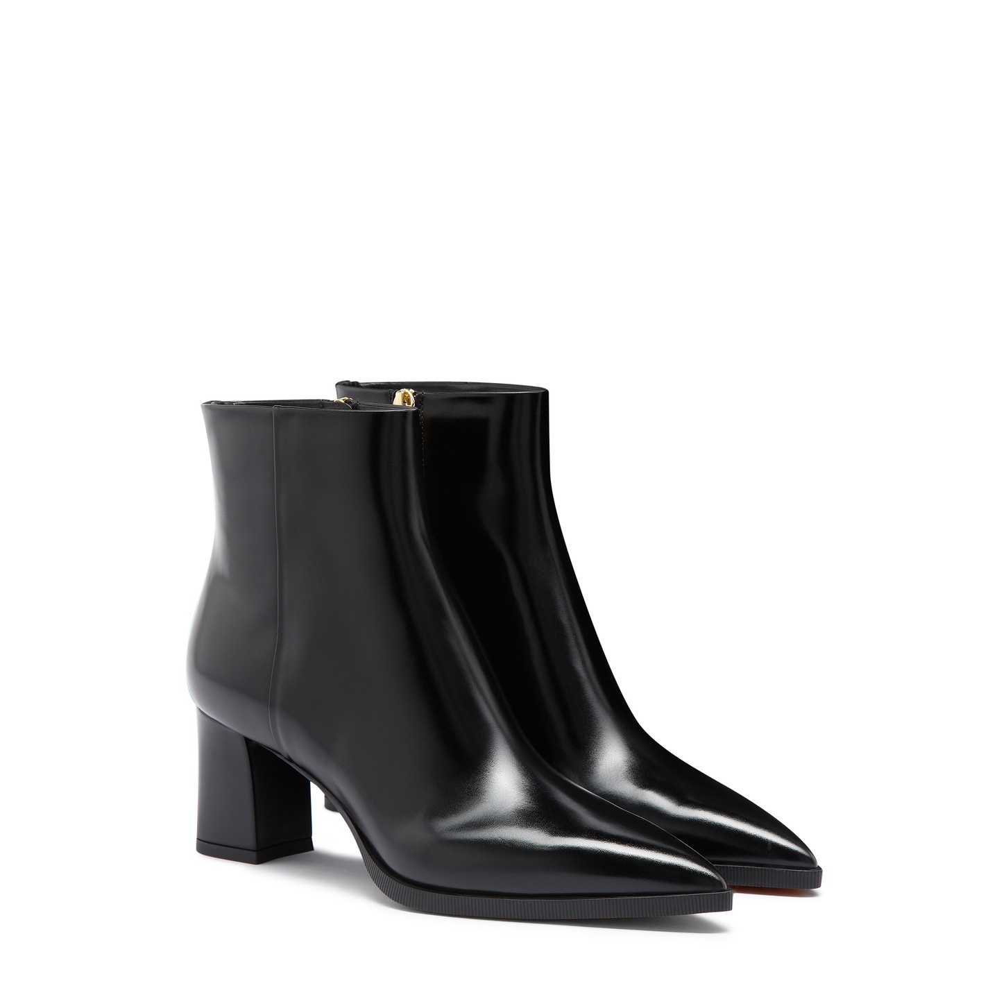 Women's black leather mid-heel ankle boot - 3