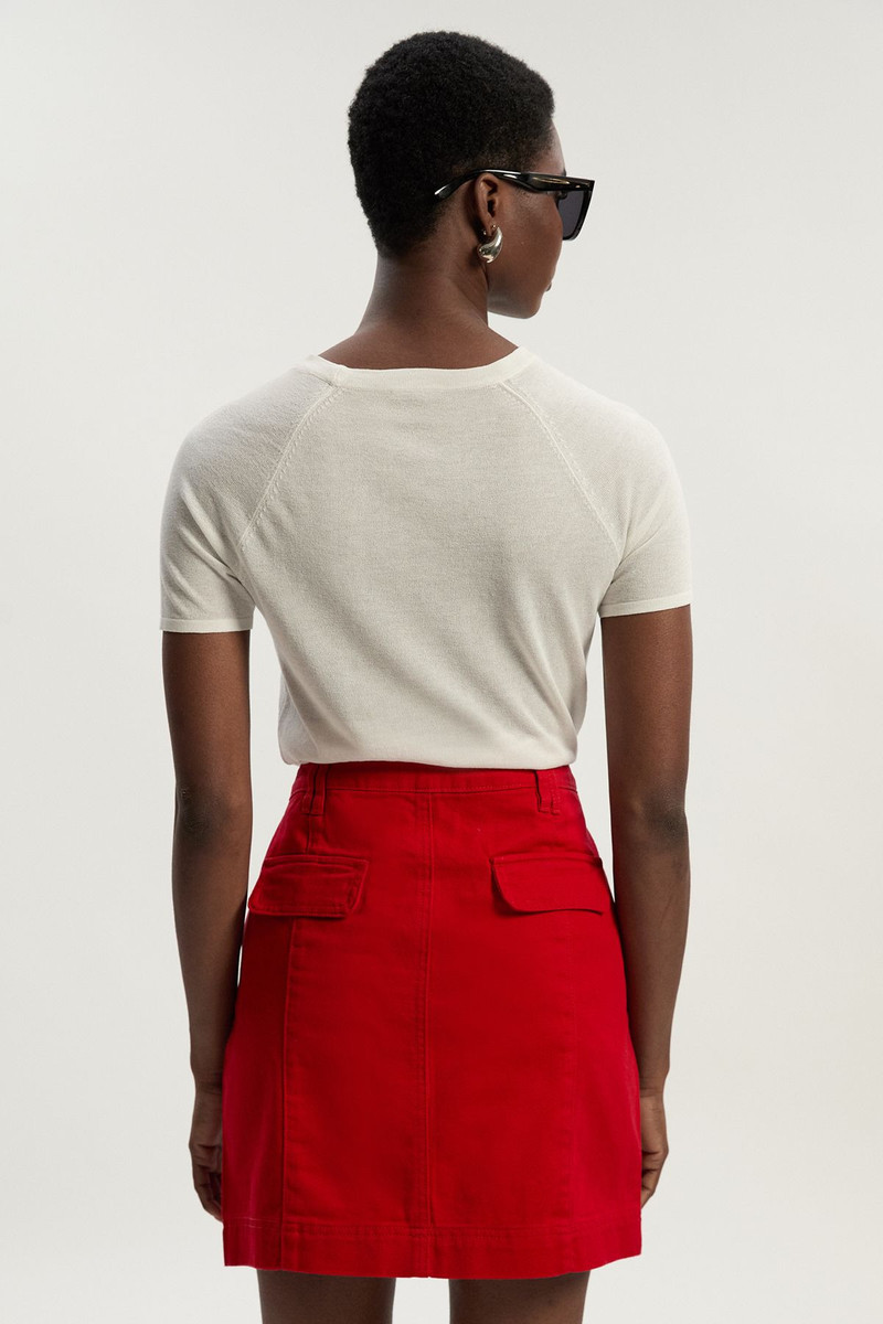 Denim Seamed Mini Skirt 5