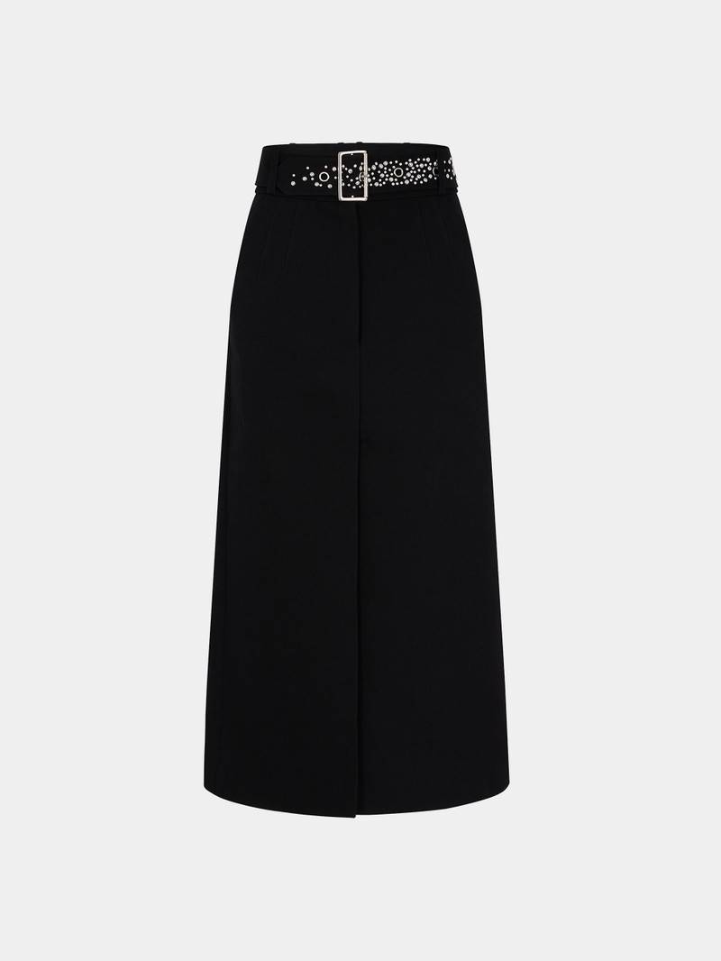 BLACK LONG SKIRT WITH STUDDED BELT 1