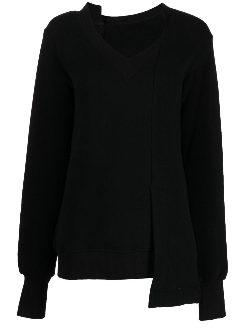 asymmetric V-neck sweatshirt - 1