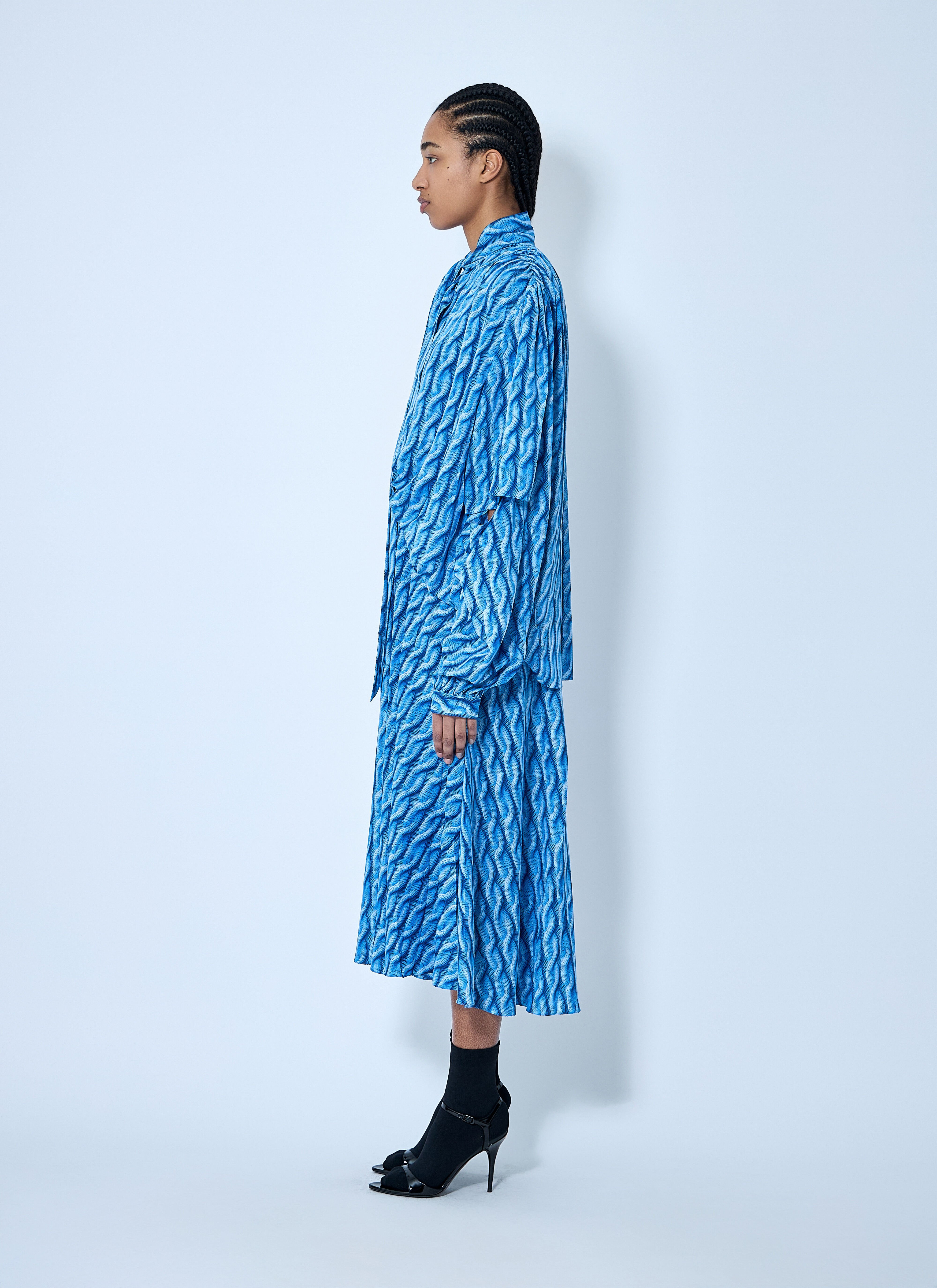 Double Sleeve Pleated Dress - 3