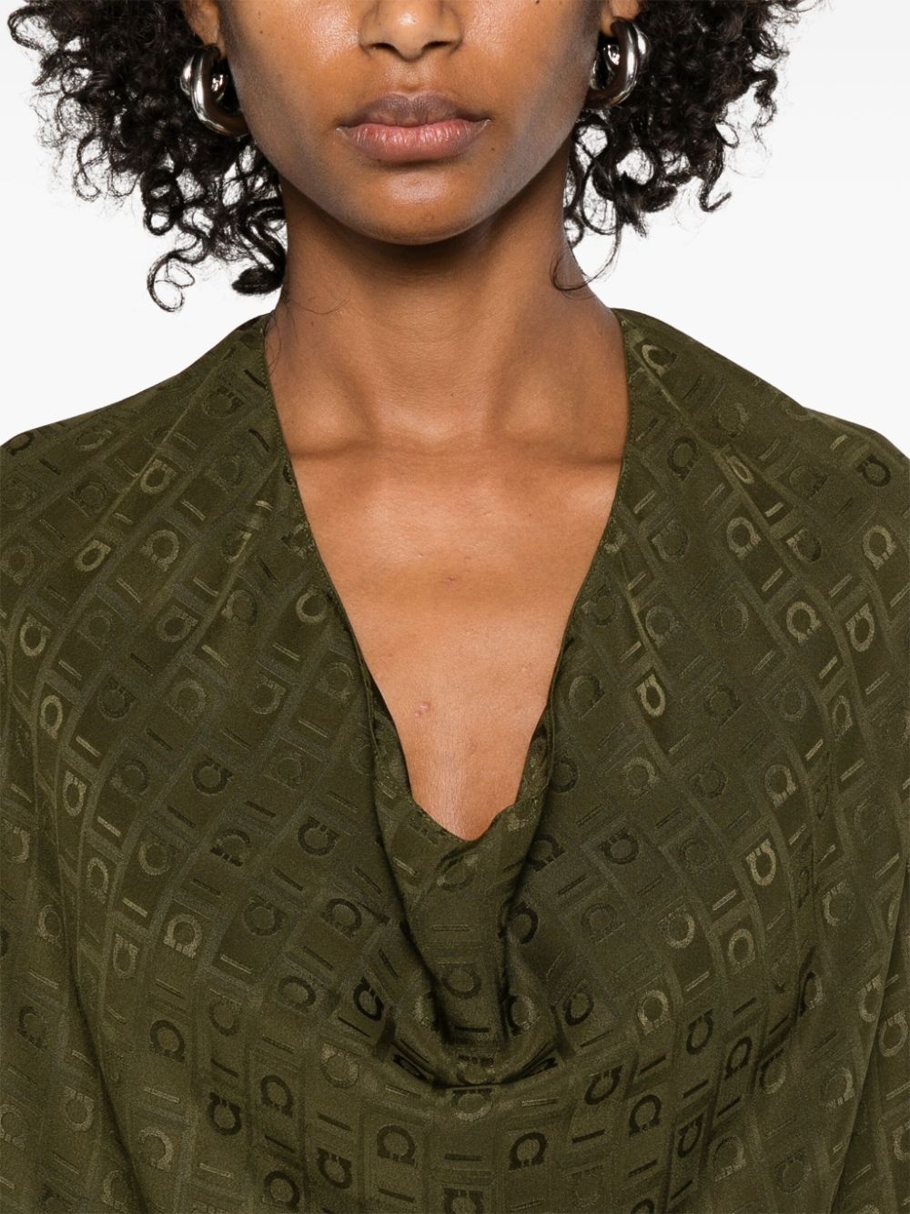 monogram silk dress - 5