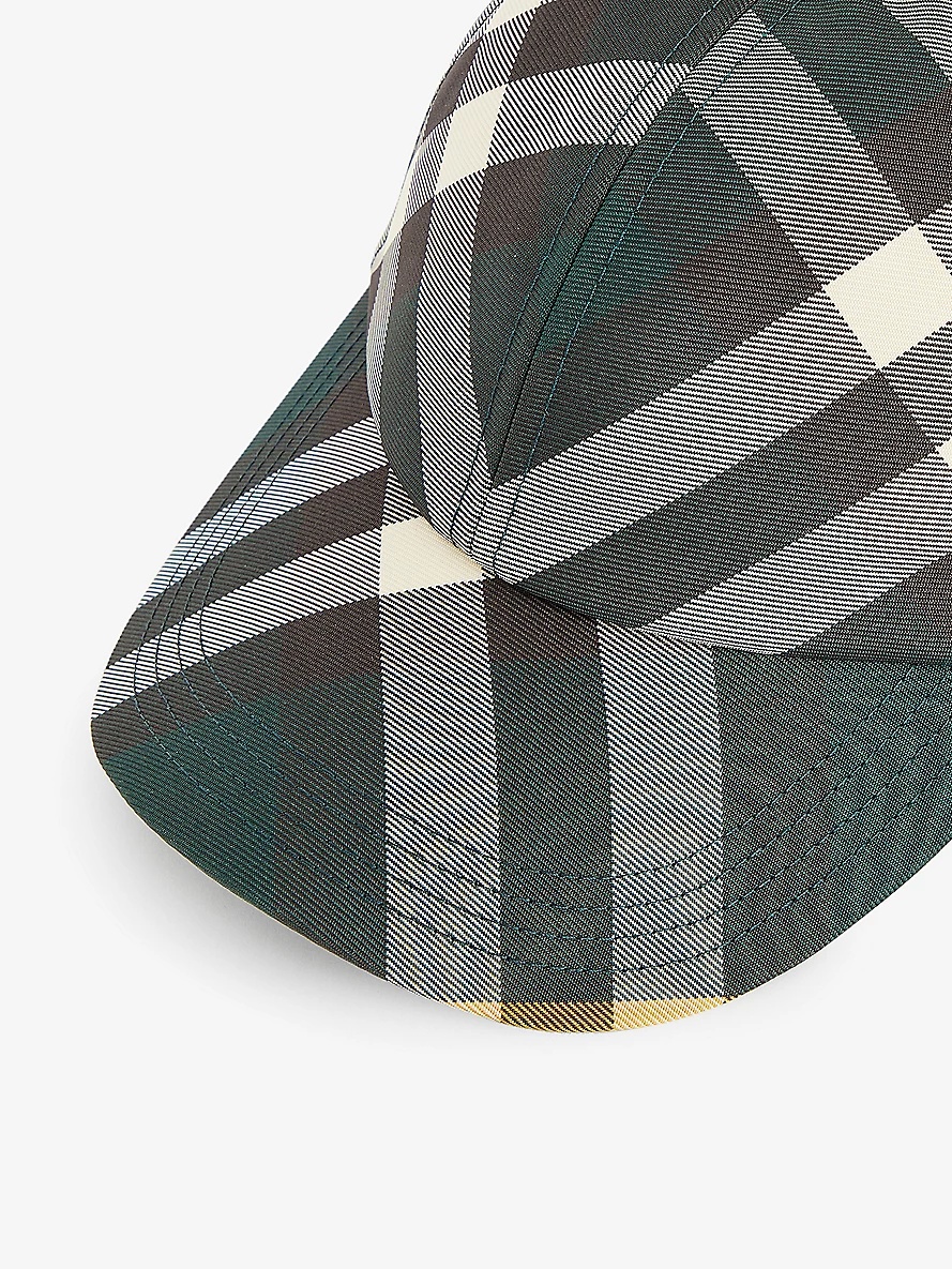 Check-pattern curved-hem twill hat - 2