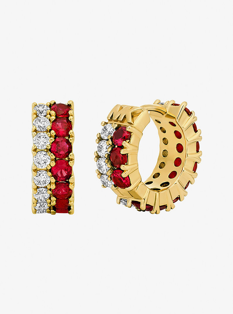 MICHAEL KORS Two-Tone Stone Huggie Earrings outlook