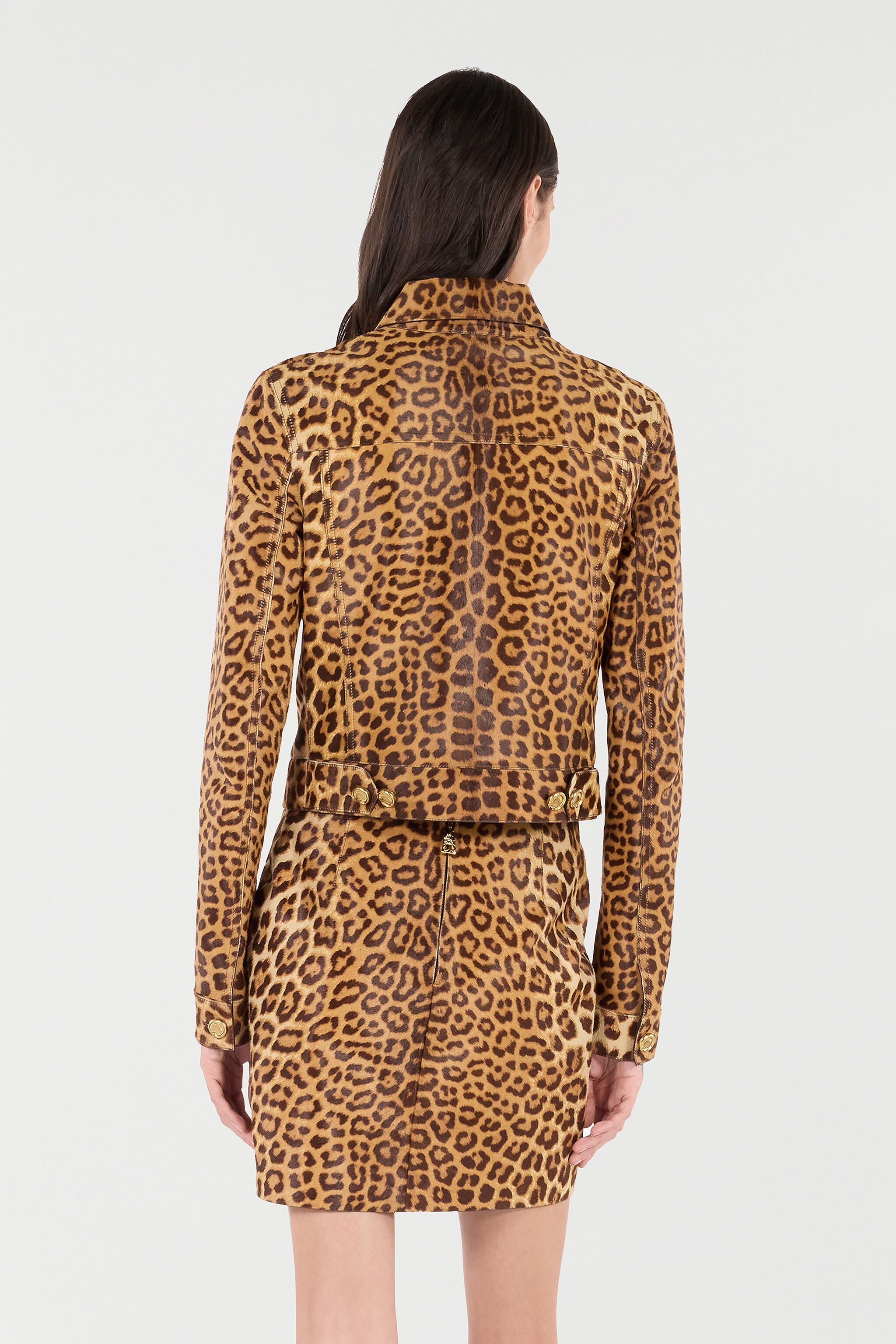 Leather Jacket With Leopard Skin Print - 4