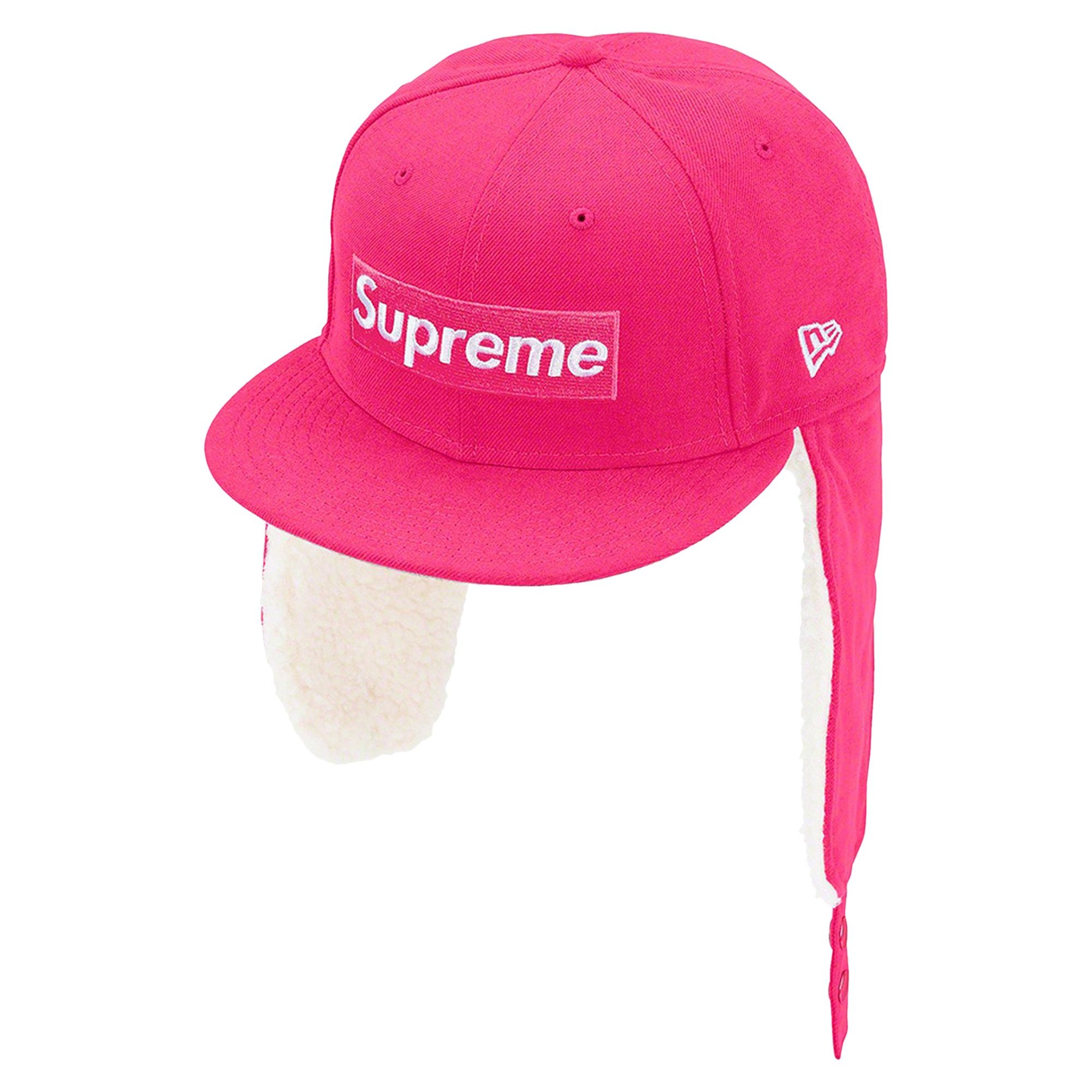 Supreme x New Era Earflap Box Logo 'Pink' - 1