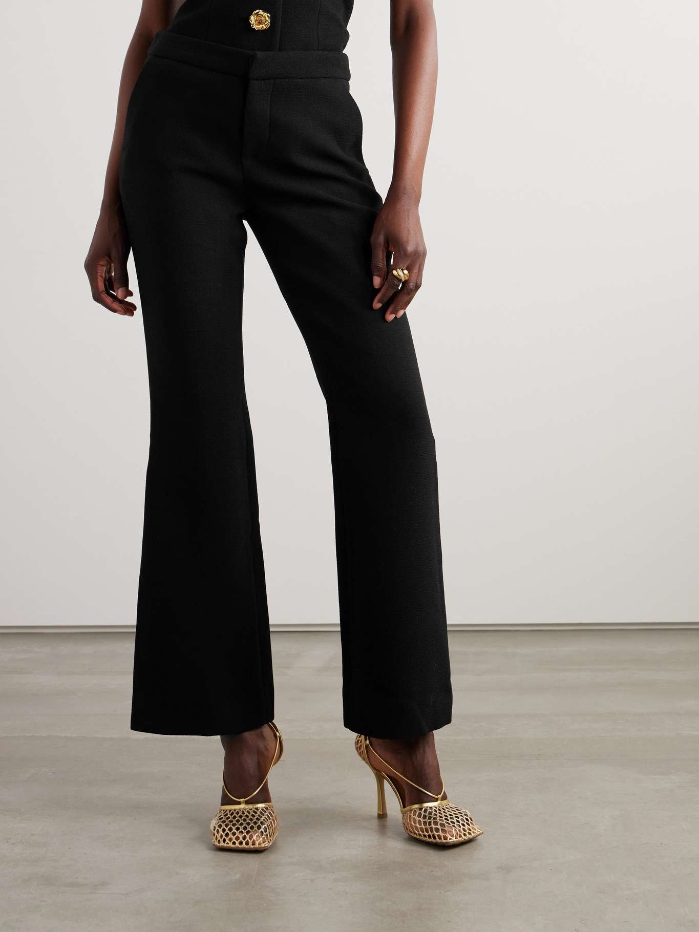 Wool-crepe flared pants - 3