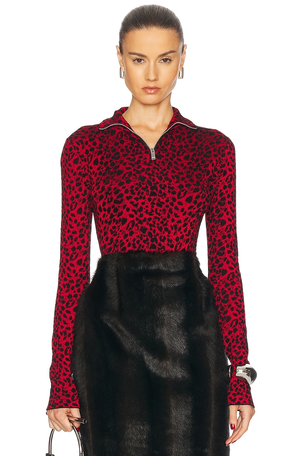 Leopard Textured Long Sleeve Top - 1