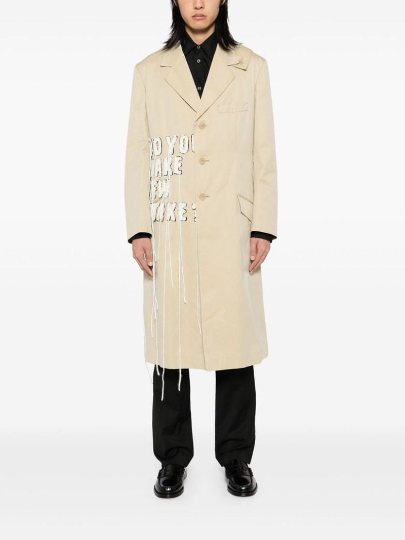 Yohji Yamamoto slogan patch single-breasted blazer outlook