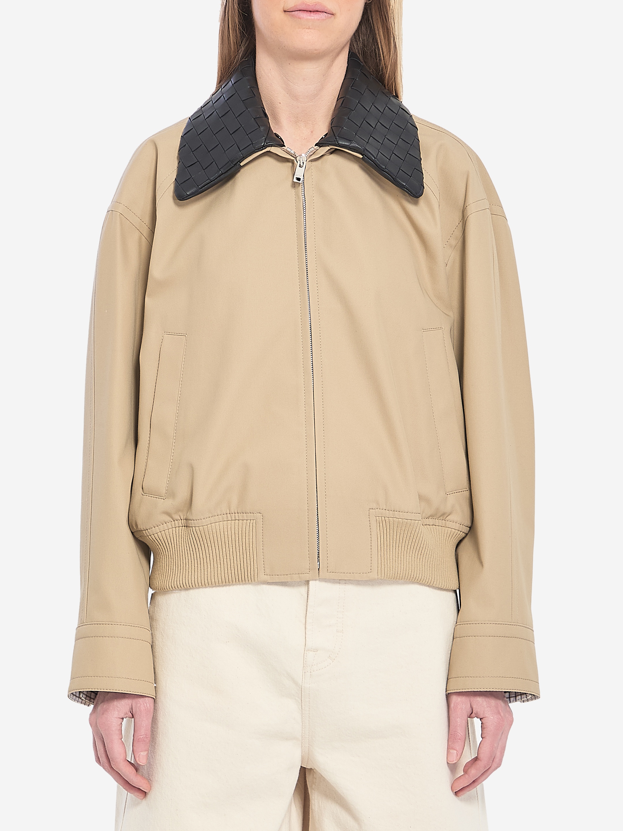 【関税&送料込】Bottega Veneta Cotton Twill Jacket Cotton twill blouson in beige - Bottega Veneta | Mytheresa