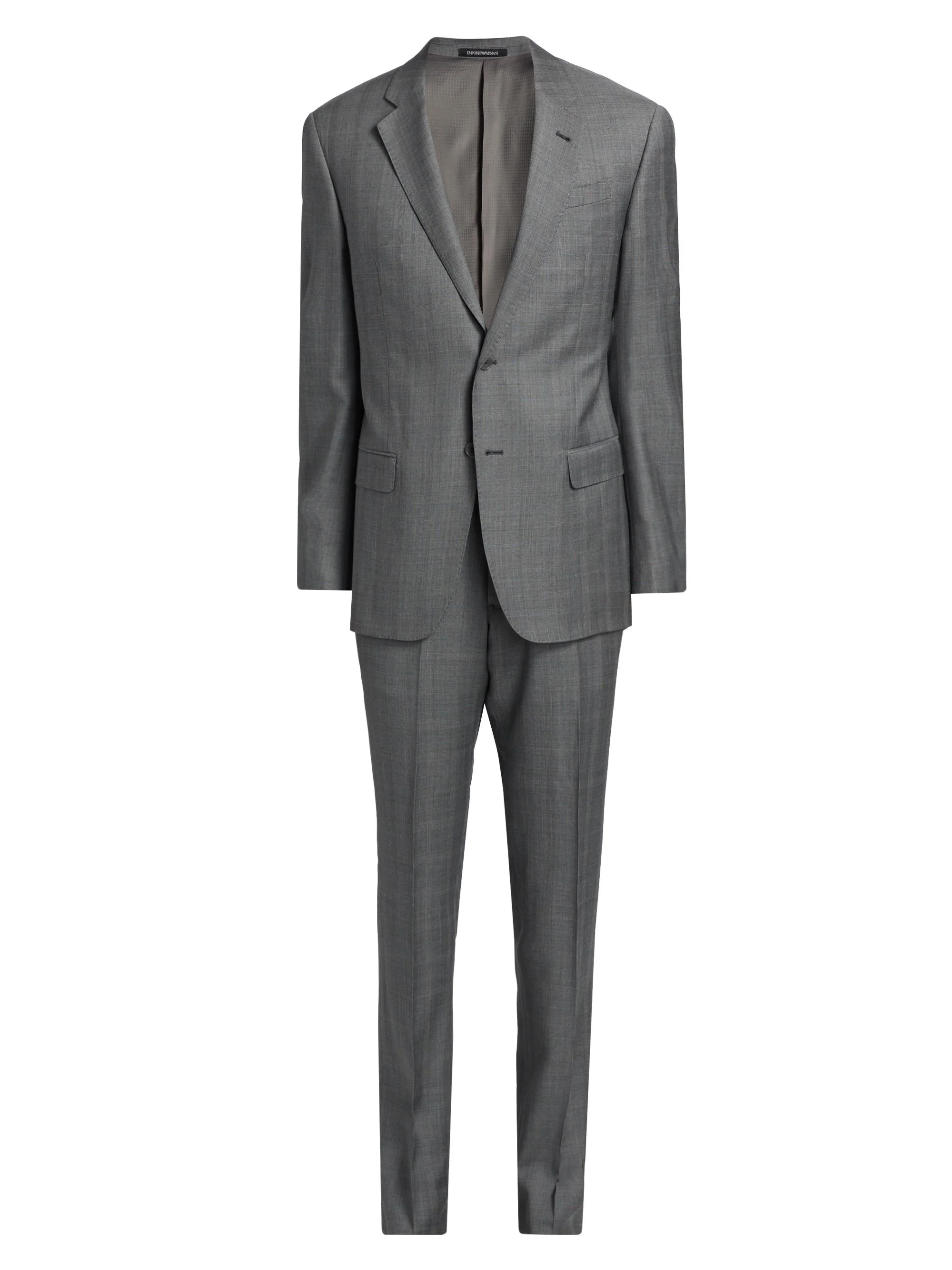 Men's Double-Windowpane Plaid Wool Suit - Black White Check - 1