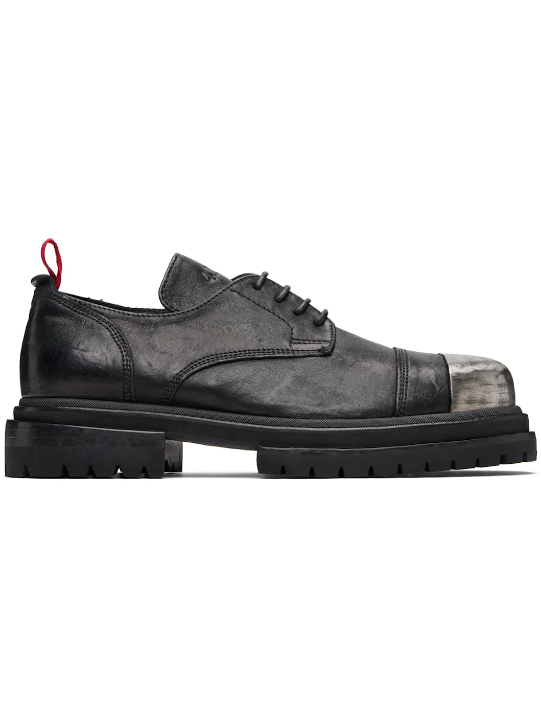 Black Washed Leather Derbys - 1