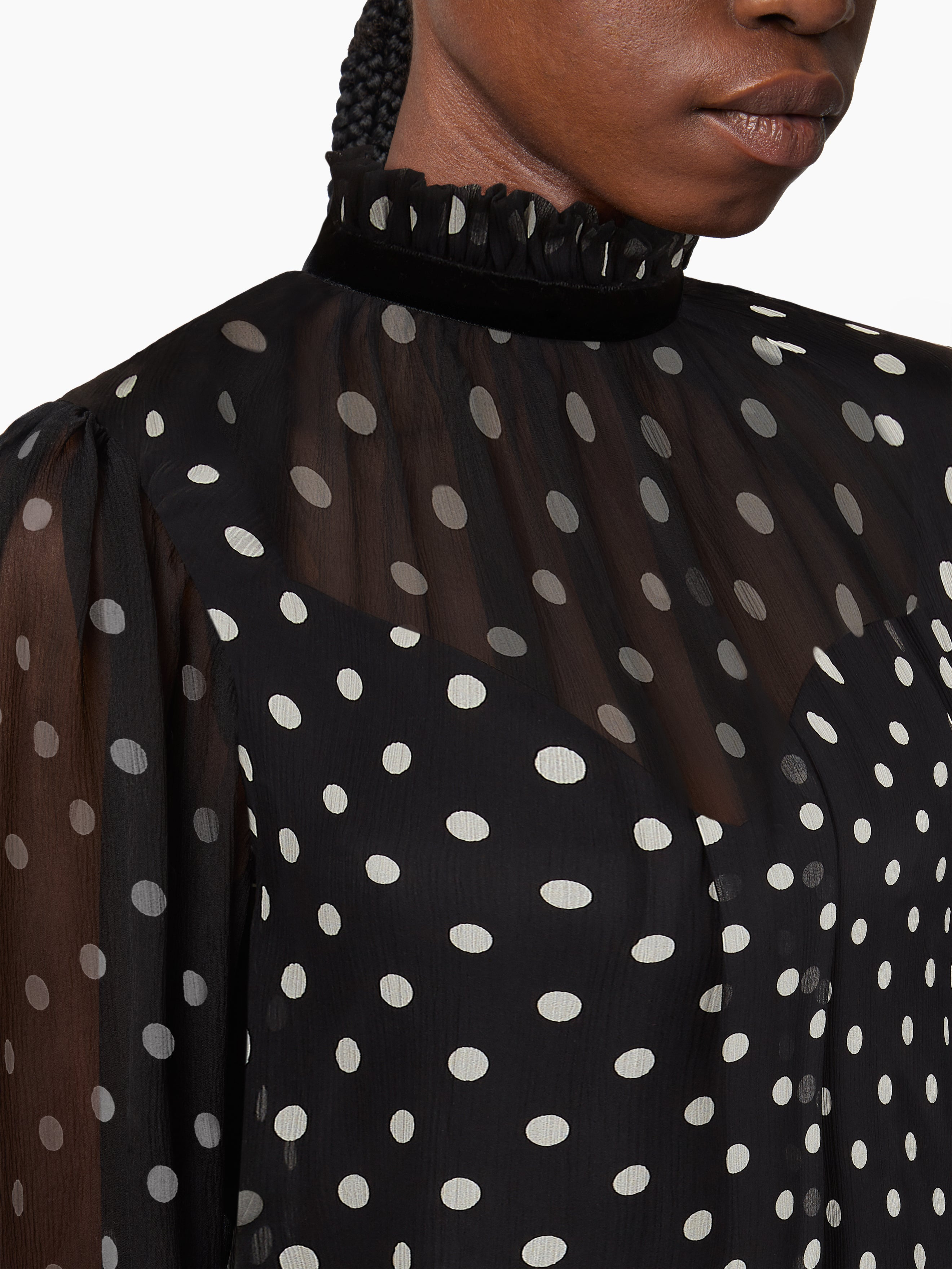 Polka-Dot Silk Midi Dress - 3