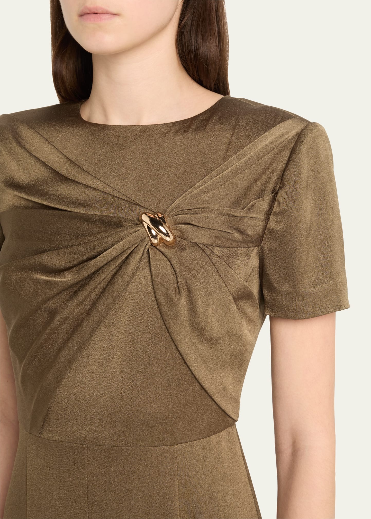 Draped Satin Crepe Midi Dress - 5