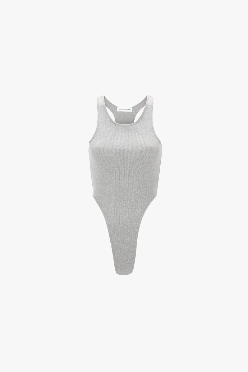 High Leg Bodysuit In Grey Marl 1