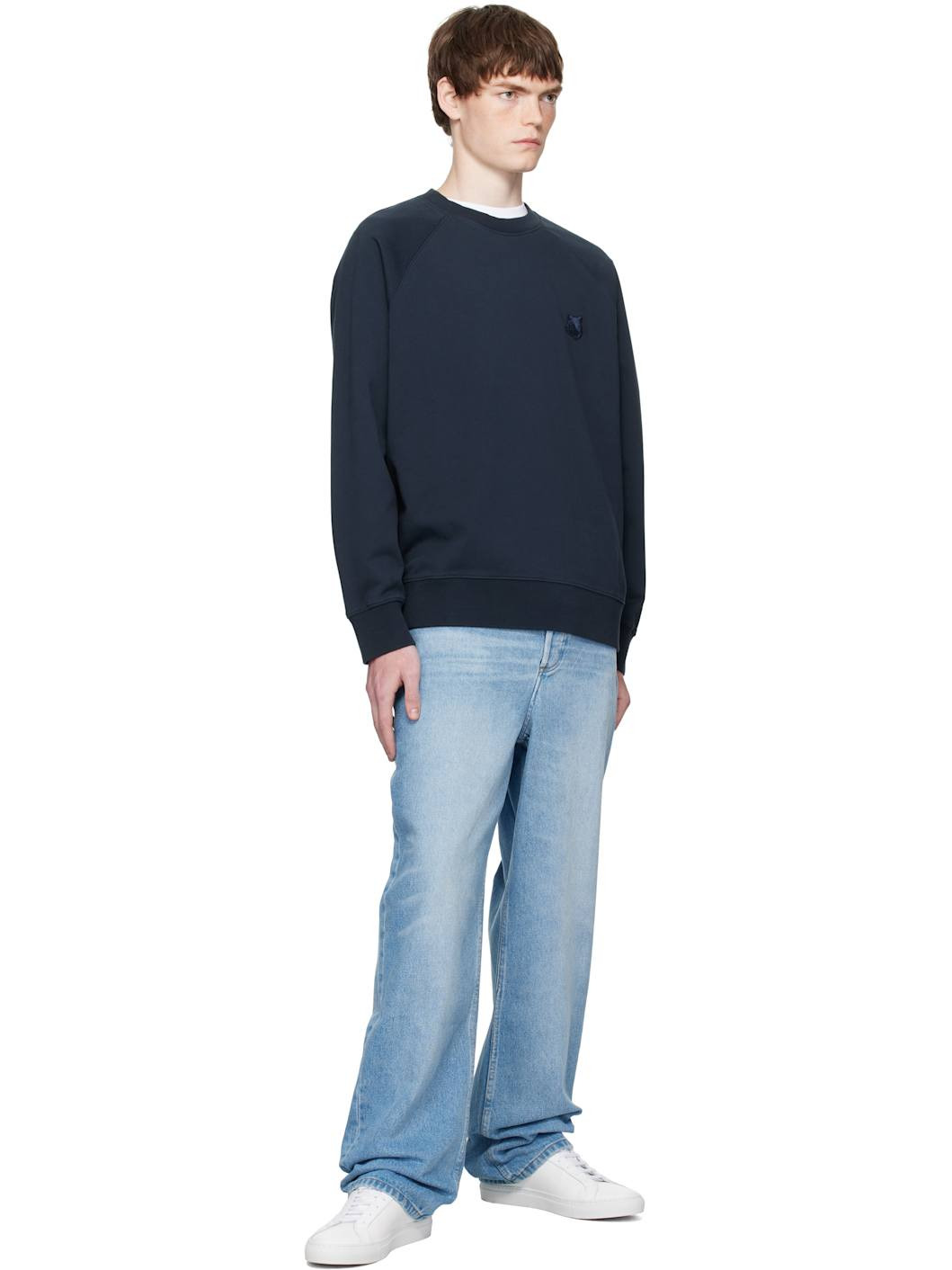 Navy Bold Fox Head Patch Oversize Sweatshirt - 4