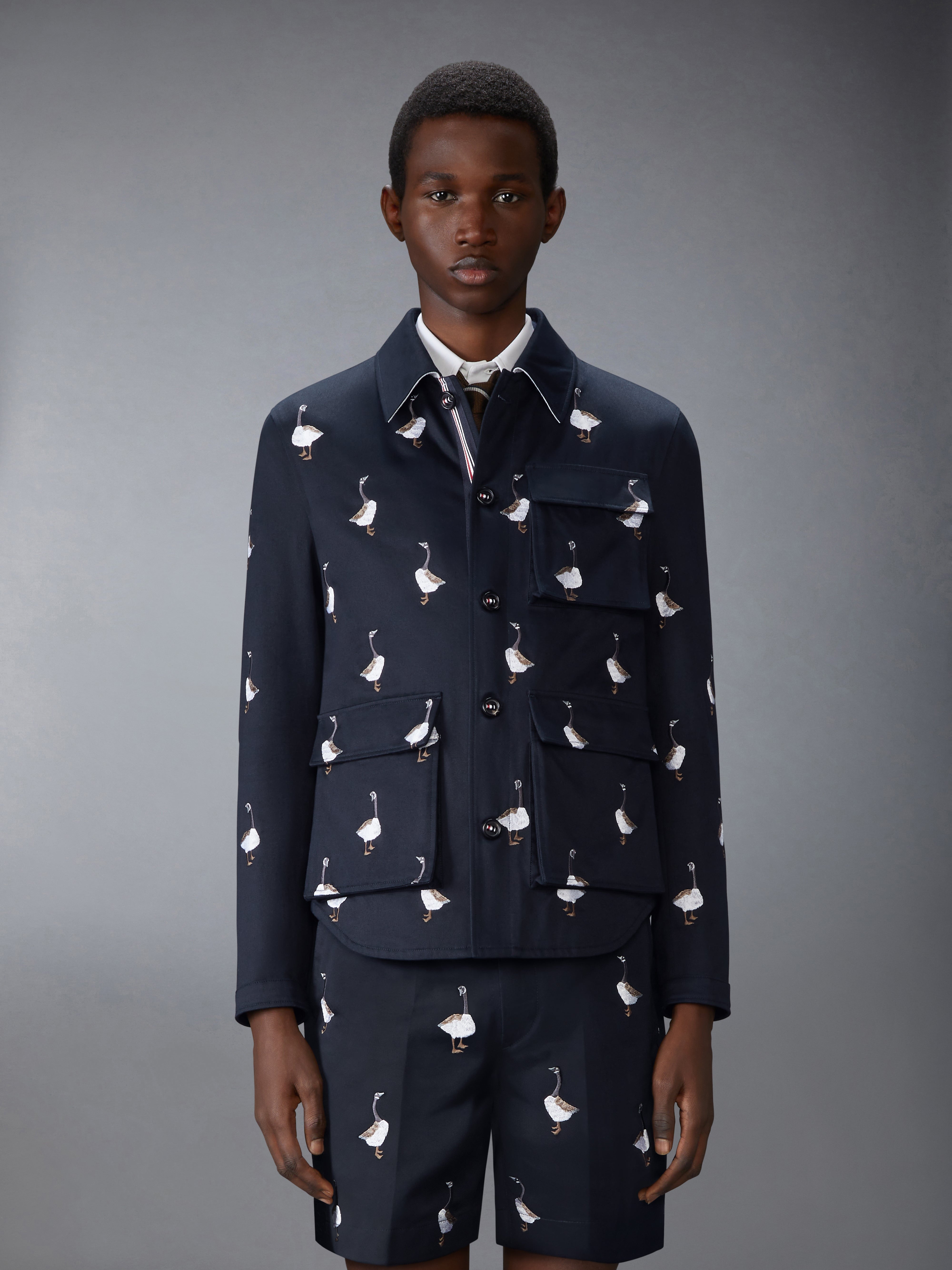 SATIN STITCH GOOSE UTILITY PATCH POCKET JACKET - 2