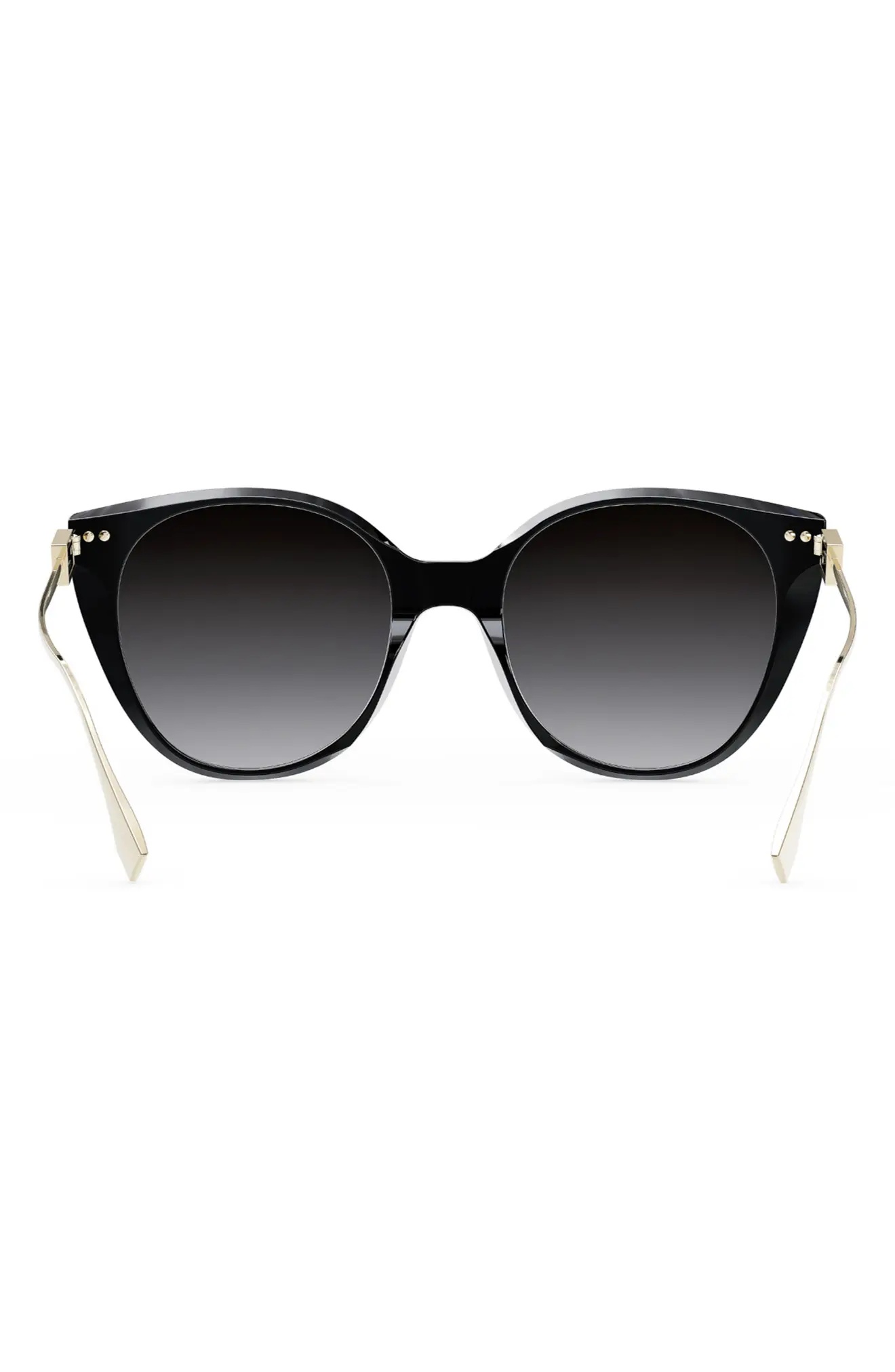 The Fendi Baguette 54mm Round Sunglasses in Shiny Black /Smoke Polarized - 5