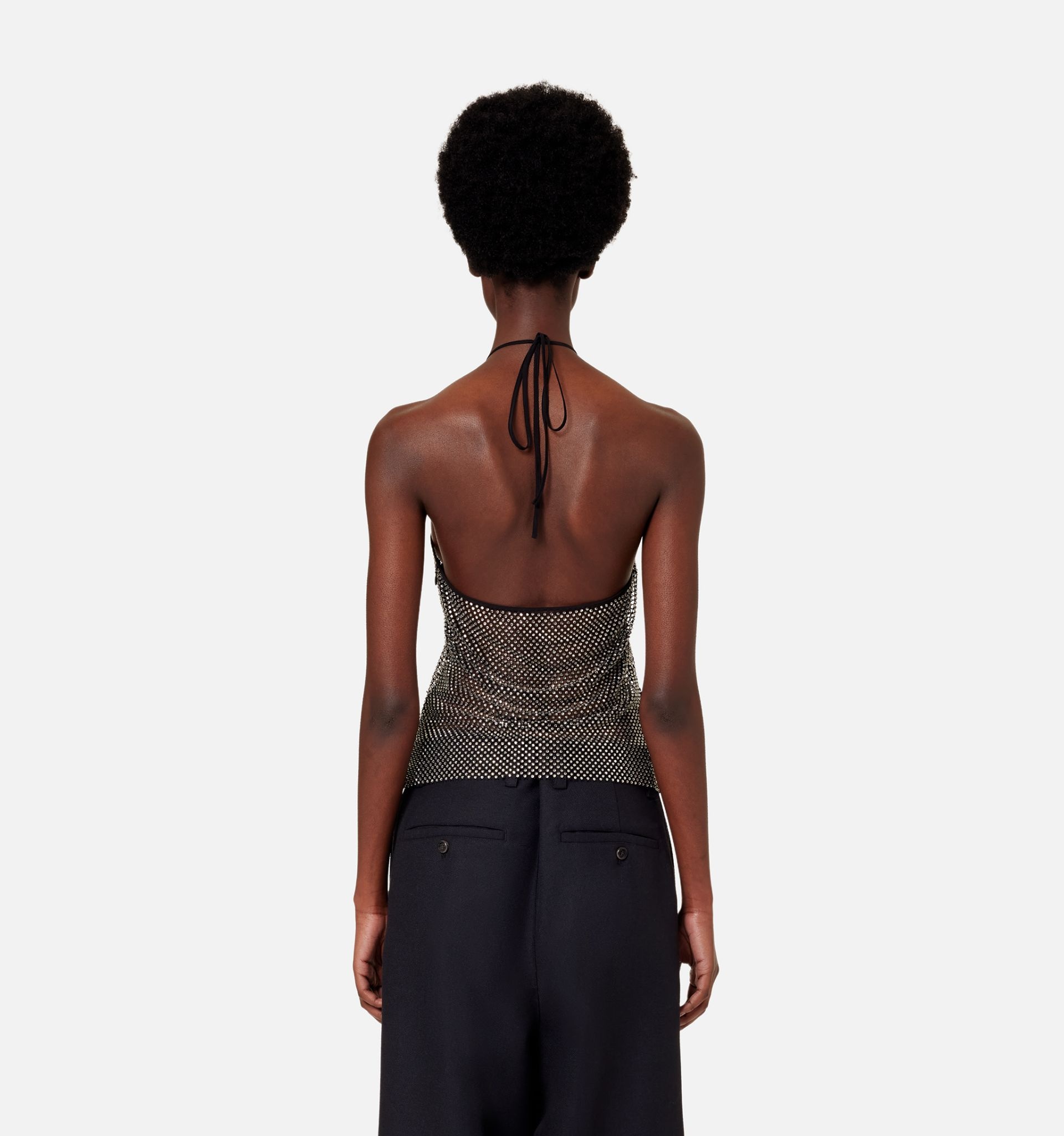 AMI Paris Rhinestoned Fishnet Top | REVERSIBLE