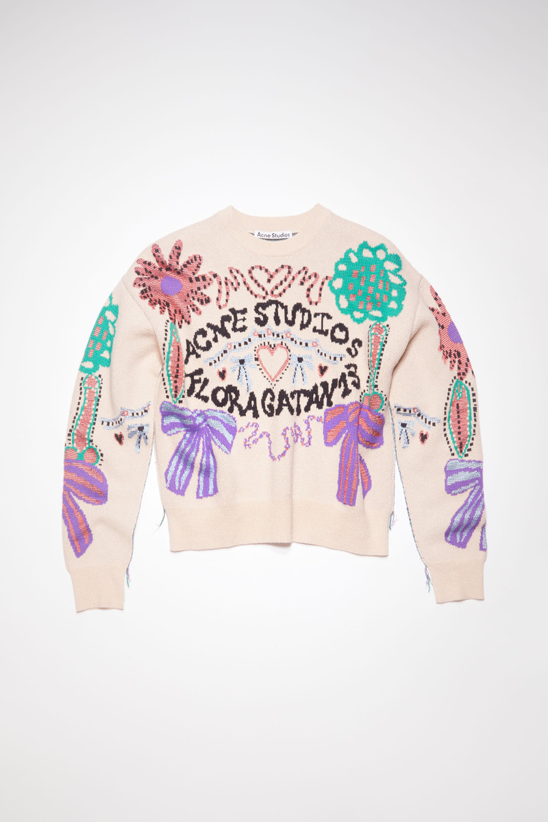 Floragatan jacquard jumper - Off white/multi 7