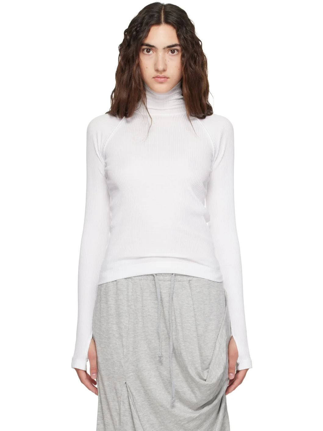 White Shrug Turtleneck - 1