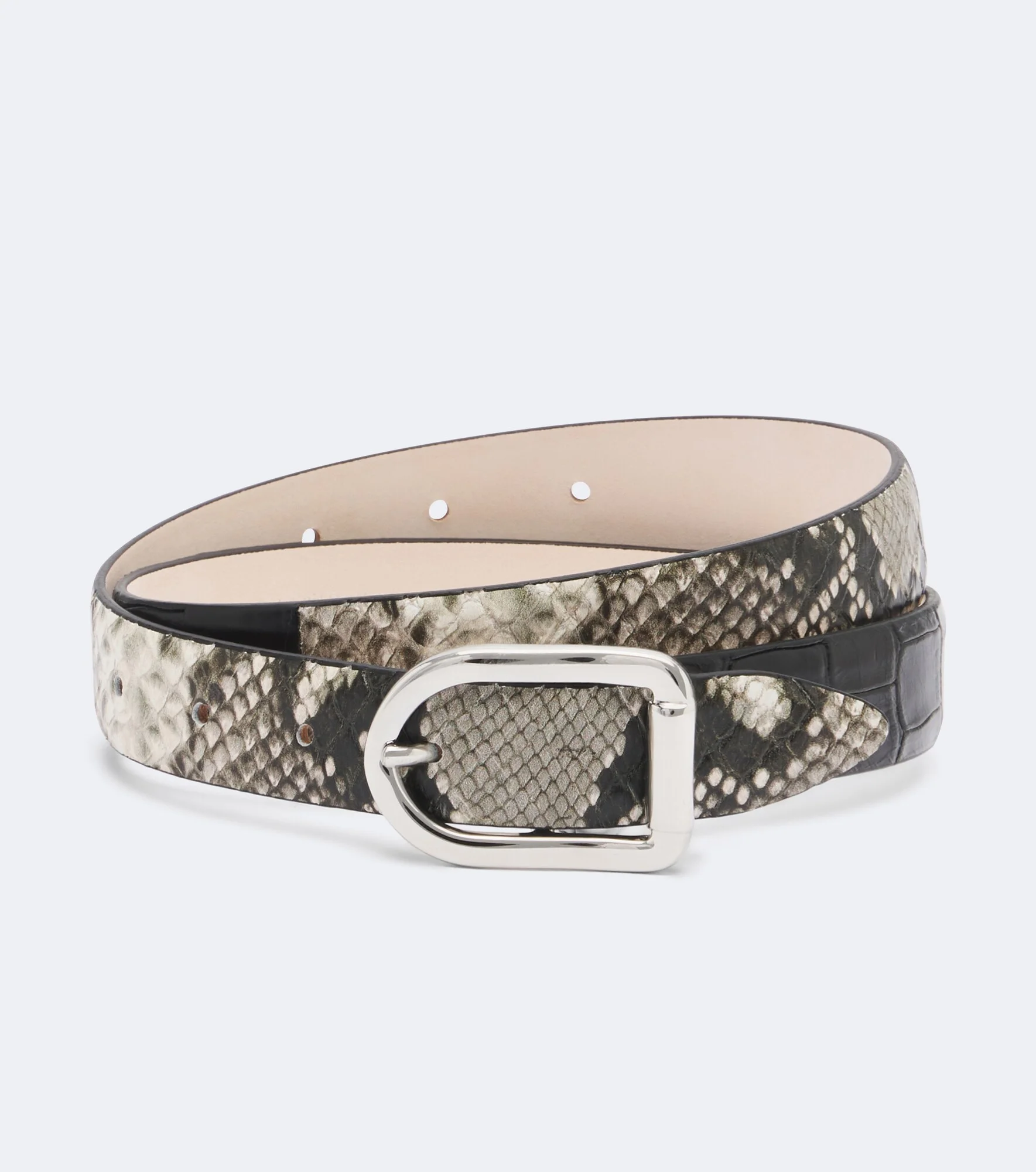 Mija snake and croc-effect leather belt - 1