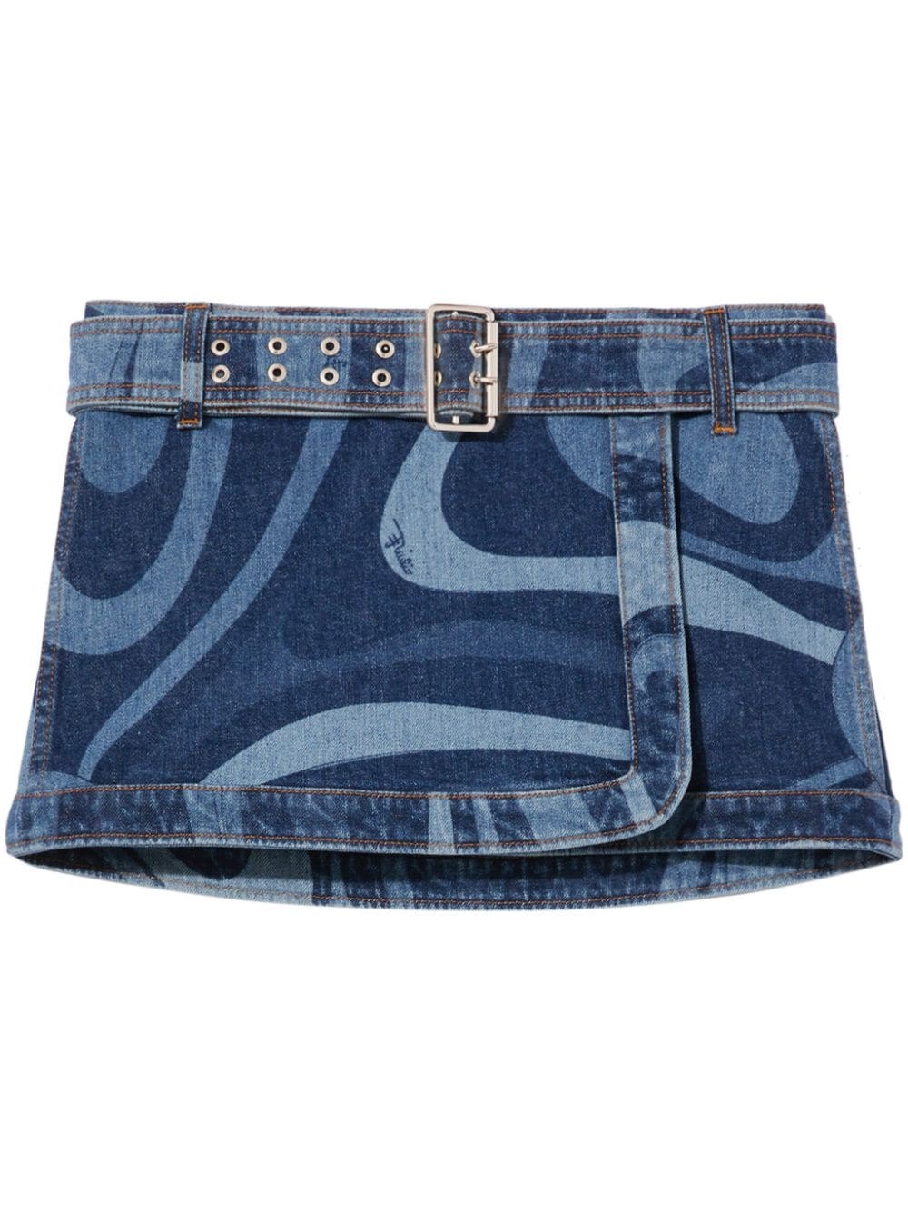 Marmo-print denim miniskirt - 1