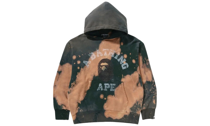 Tie Dye College Relaxed Fit Pullover Hoodie "Beige" - 1