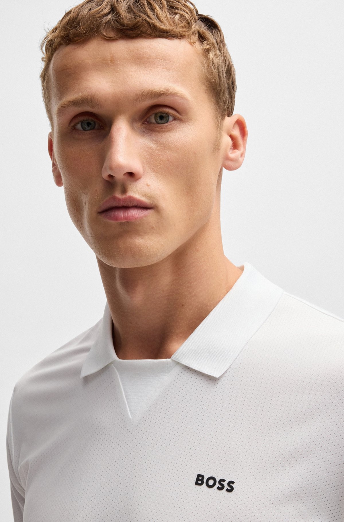 STRETCH-MESH POLO SHIRT WITH MODERN PLACKET - 3