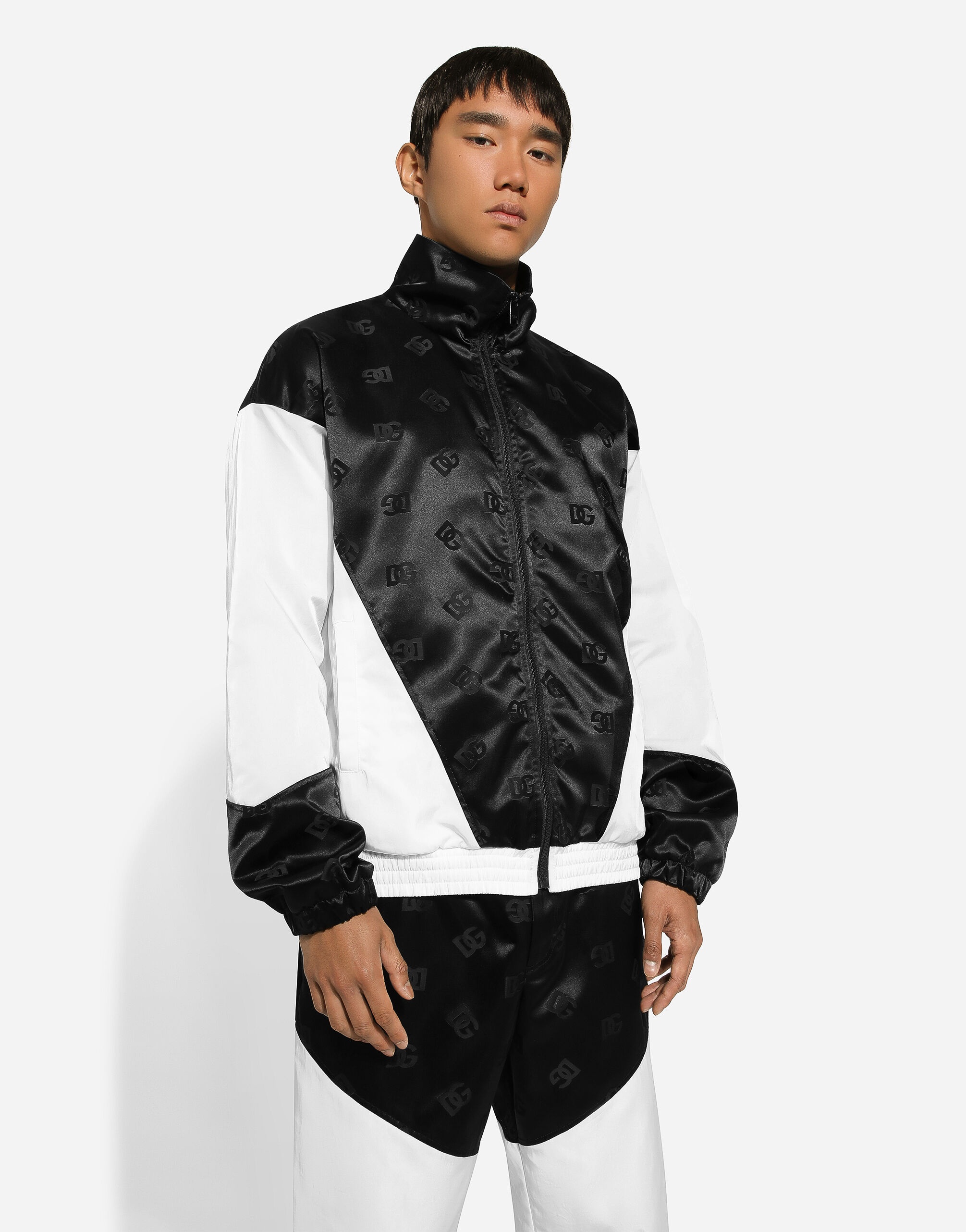 Zip-up nylon jacquard jacket with DG logo - 4