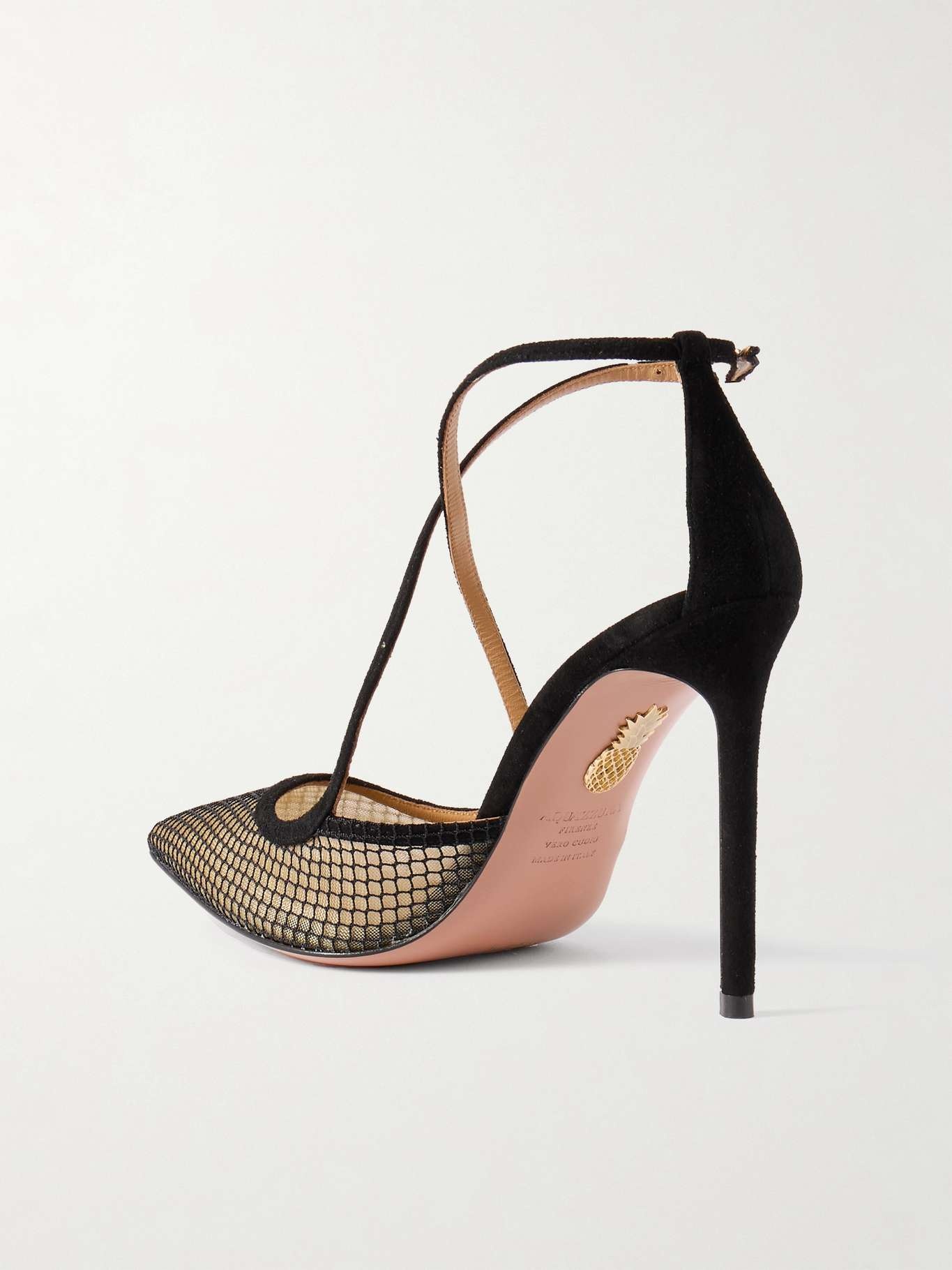 Wicked 105 grosgrain-trimmed suede and mesh pumps - 3