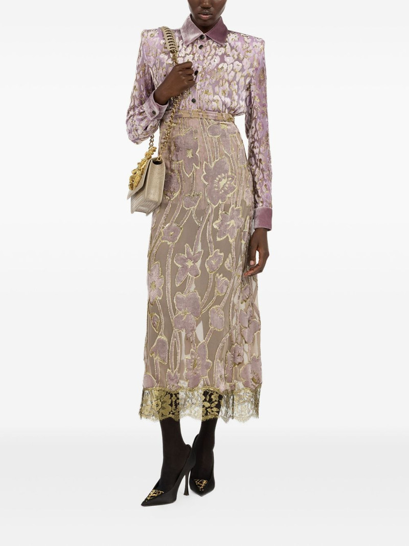 Roberto Cavalli floral-lace midi skirt outlook