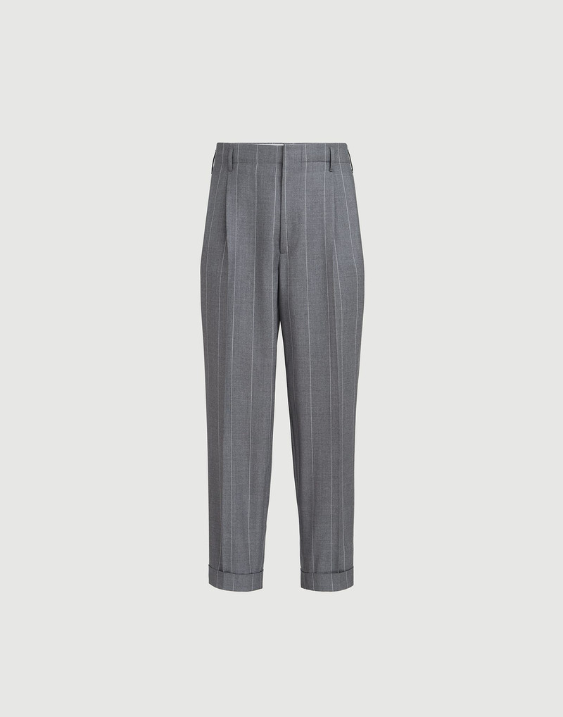 Virgin wool chalk stripe trousers with double pleats 1