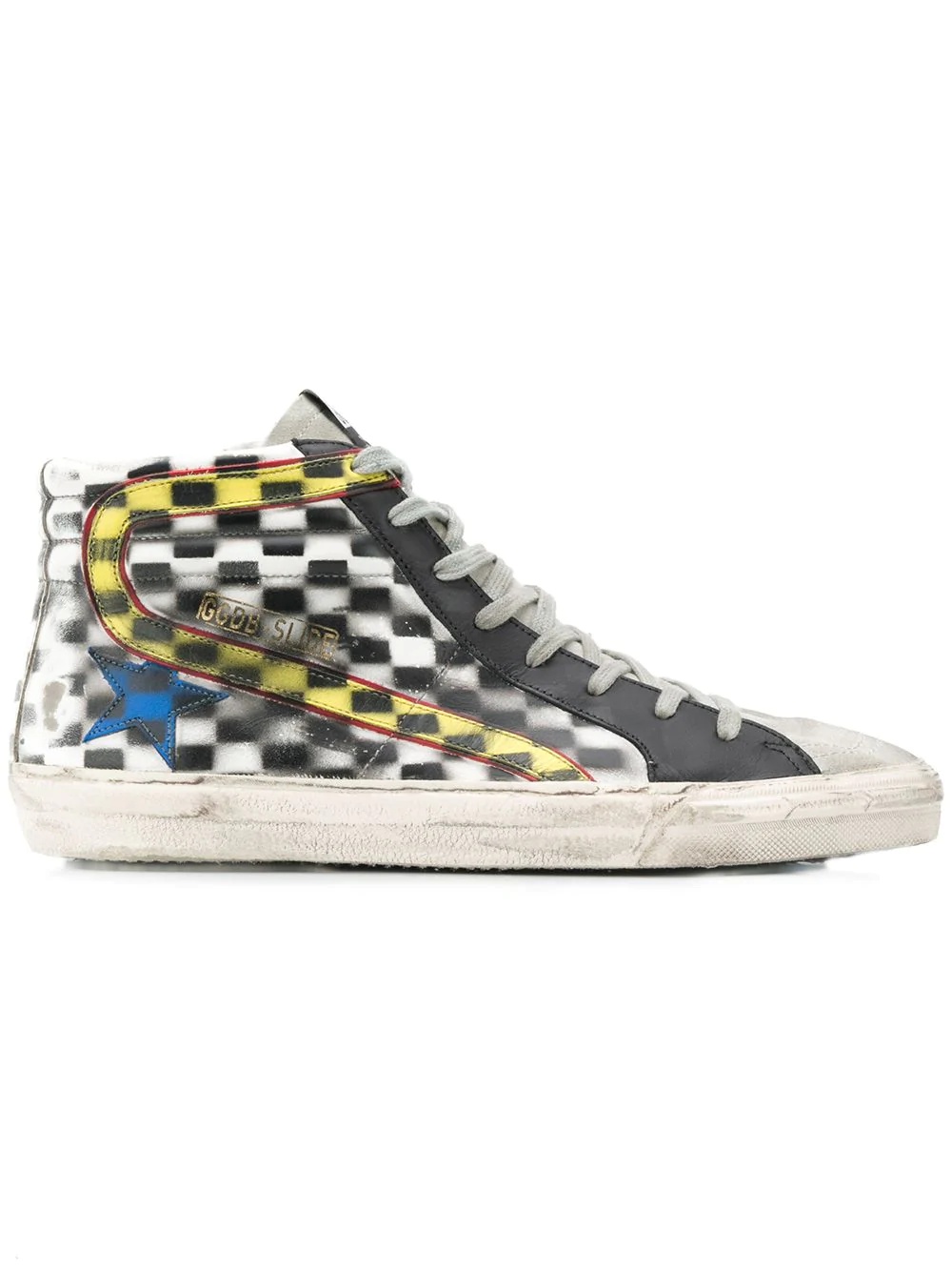 spray checkered hi-tops - 1