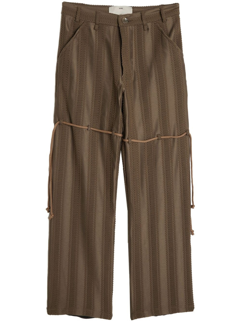 chain-lace wide-leg trousers - 1