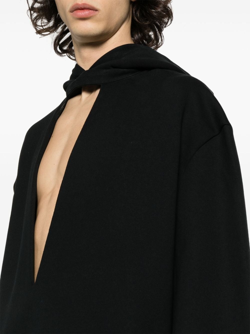 plunge-V cotton hoodie - 6