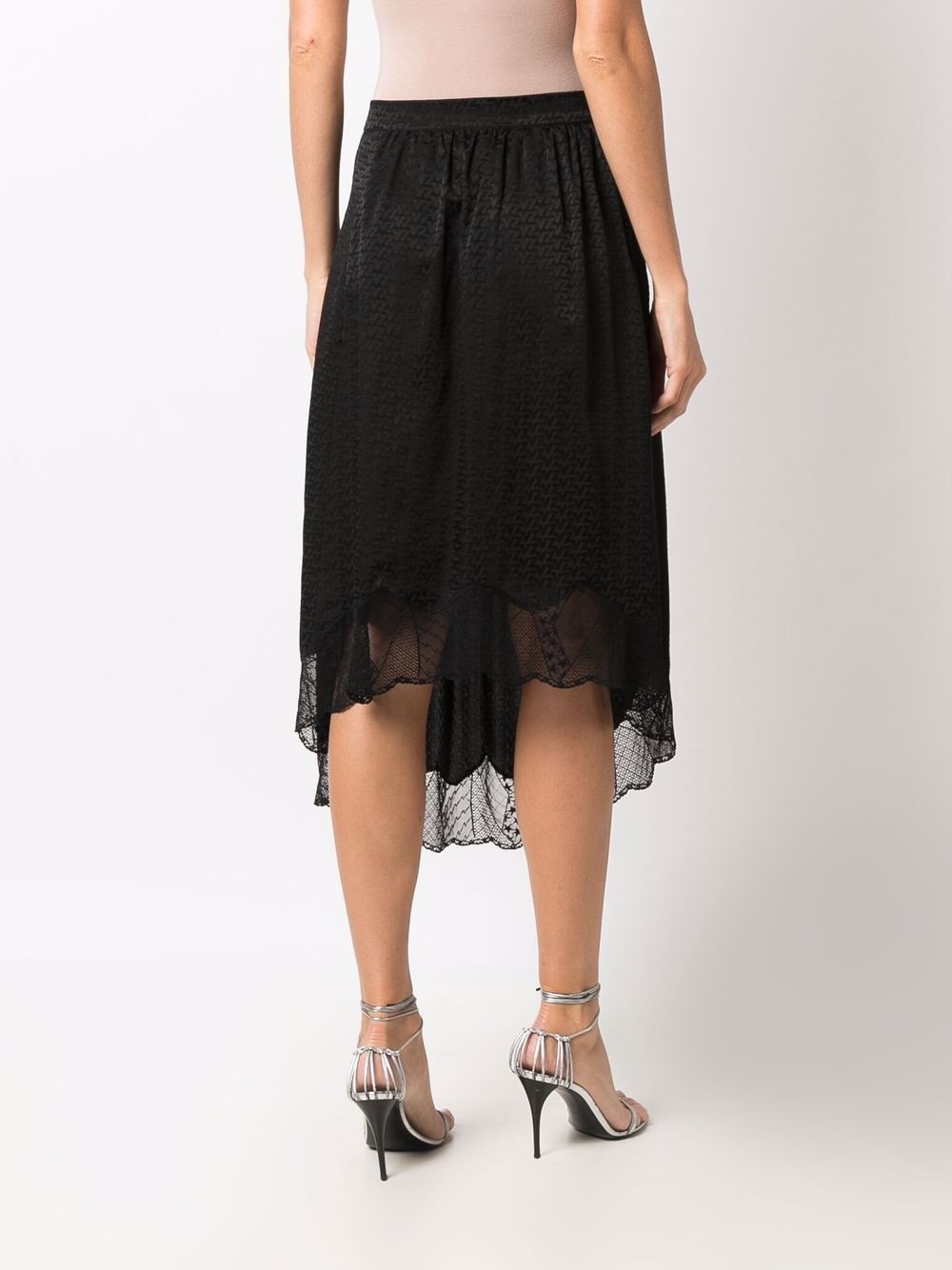 sheer-panelling slip-on asymmetric skirt - 5