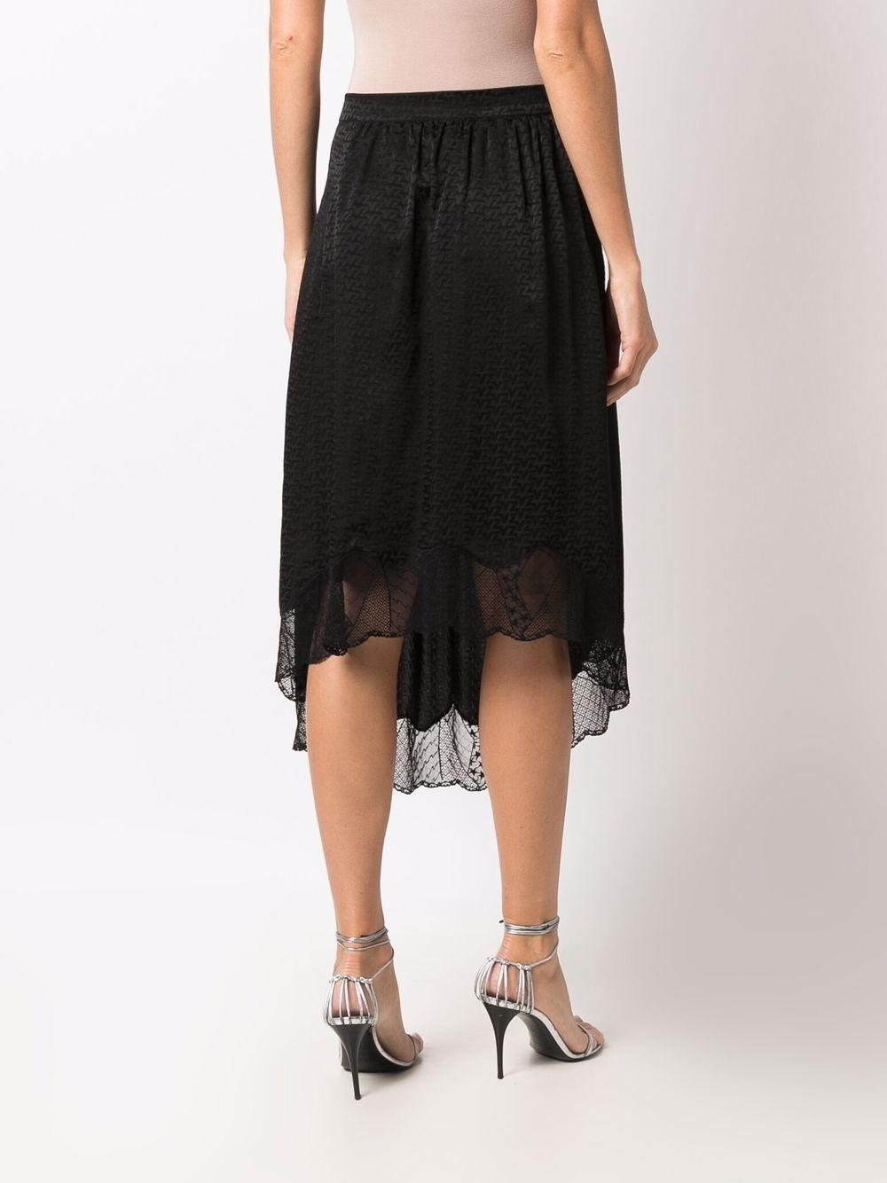 sheer-panelling slip-on asymmetric skirt - 4