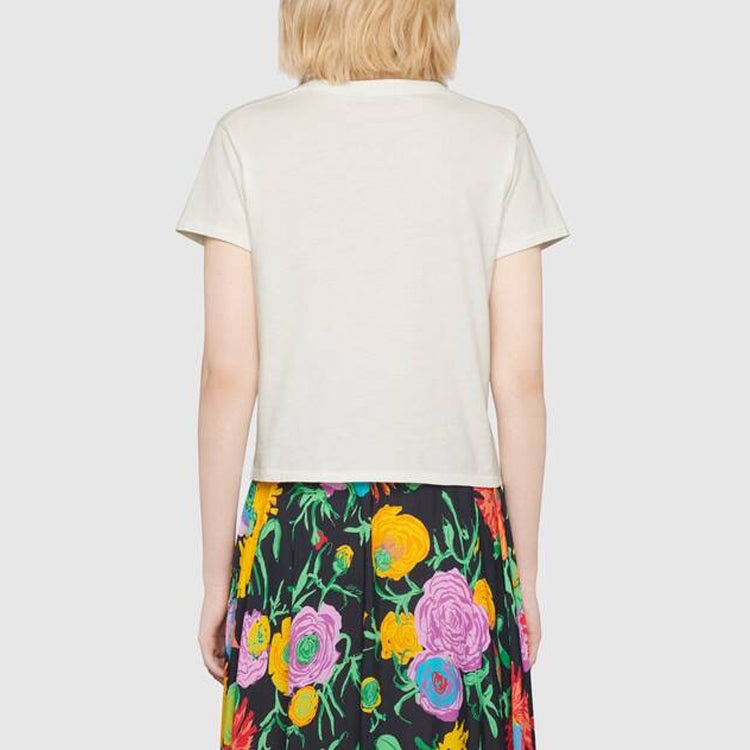 (WMNS) Gucci x Disney Donald Duck Printed Short-Sleeved For Beige 644674-XJDBE-9095 - 3
