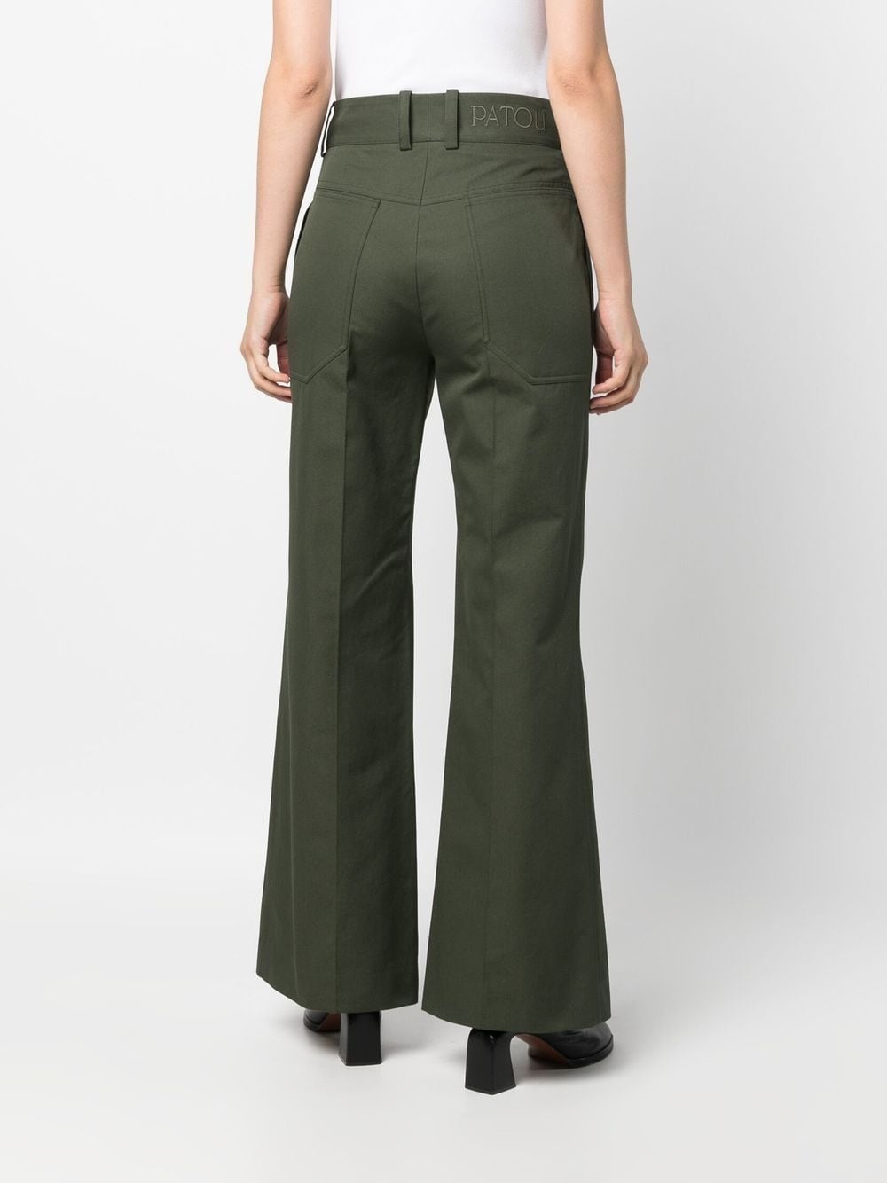 logo-embroidered flared trousers - 4