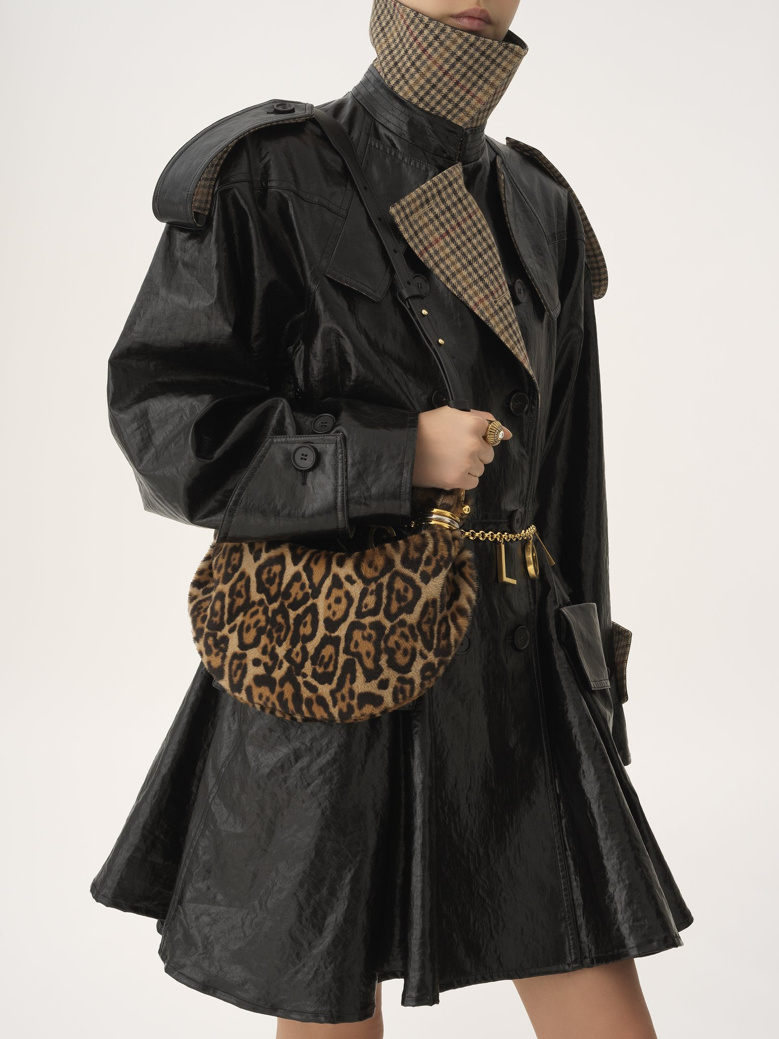 MINI BRACELET HOBO BAG IN LEOPARD-PRINT SHEARLING - 2