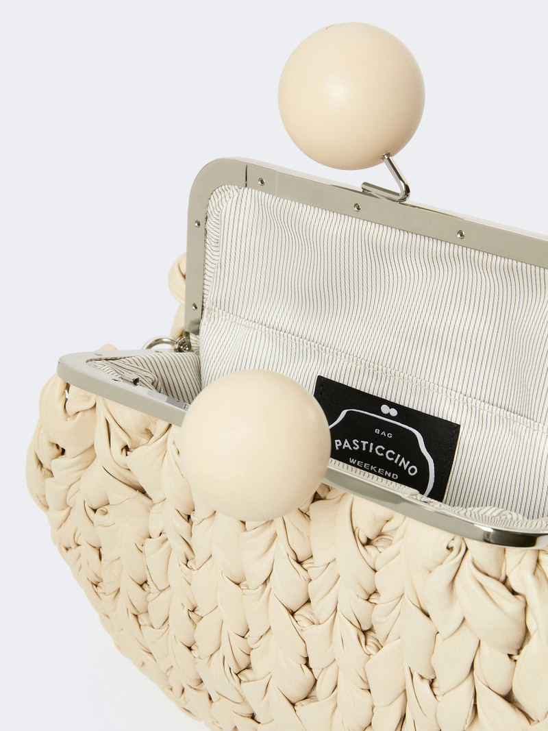 LIBERO Medium nappa leather tricot Pasticcino Bag - IVORY 5