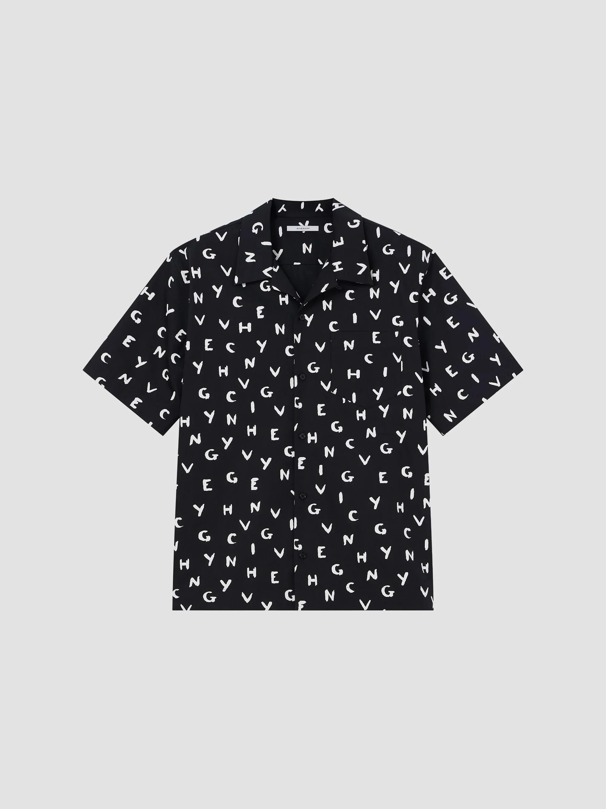 Men's Shirt in Poplin with Brushed Print - Black White - 1