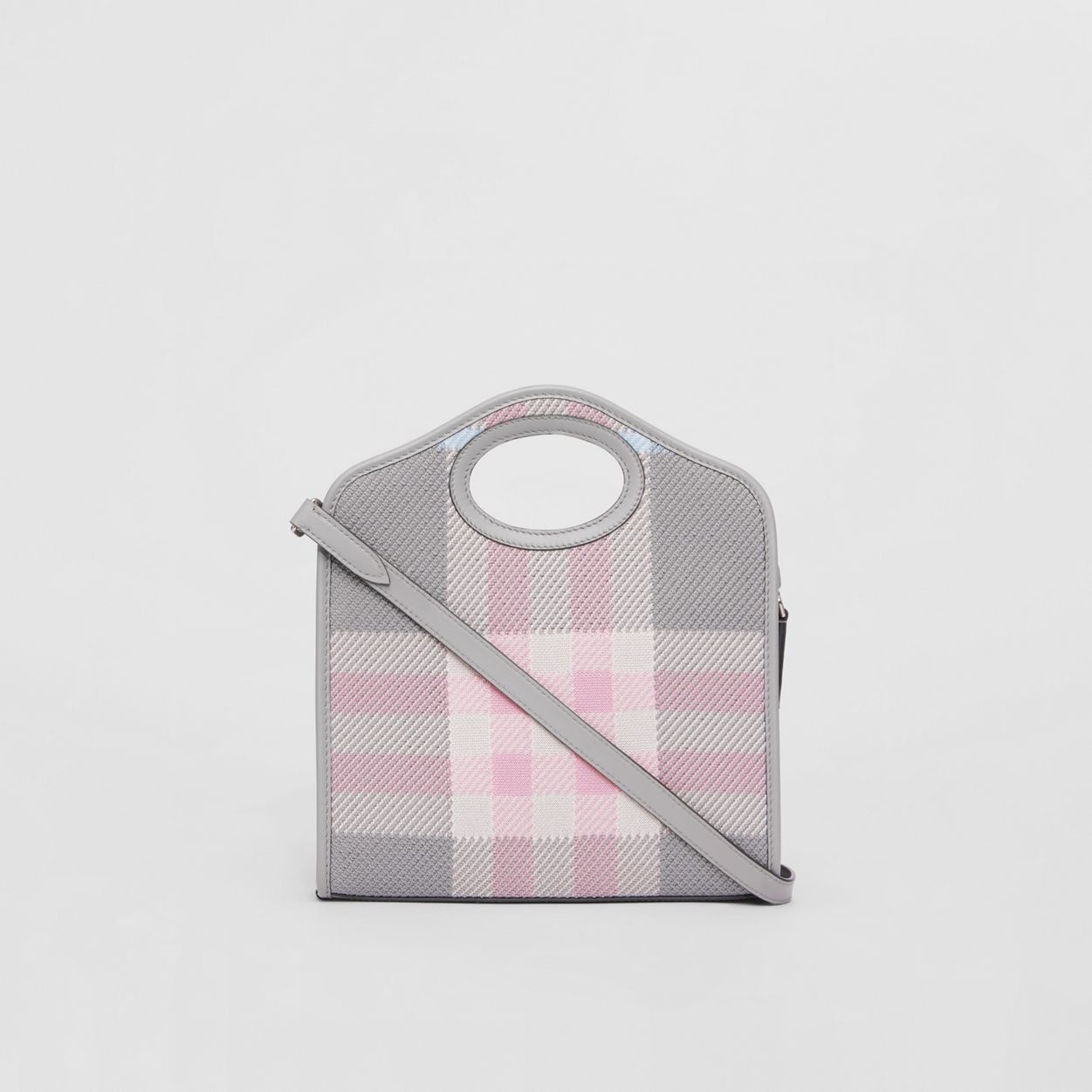 Mini Knitted Check and Leather Pocket Bag - 8