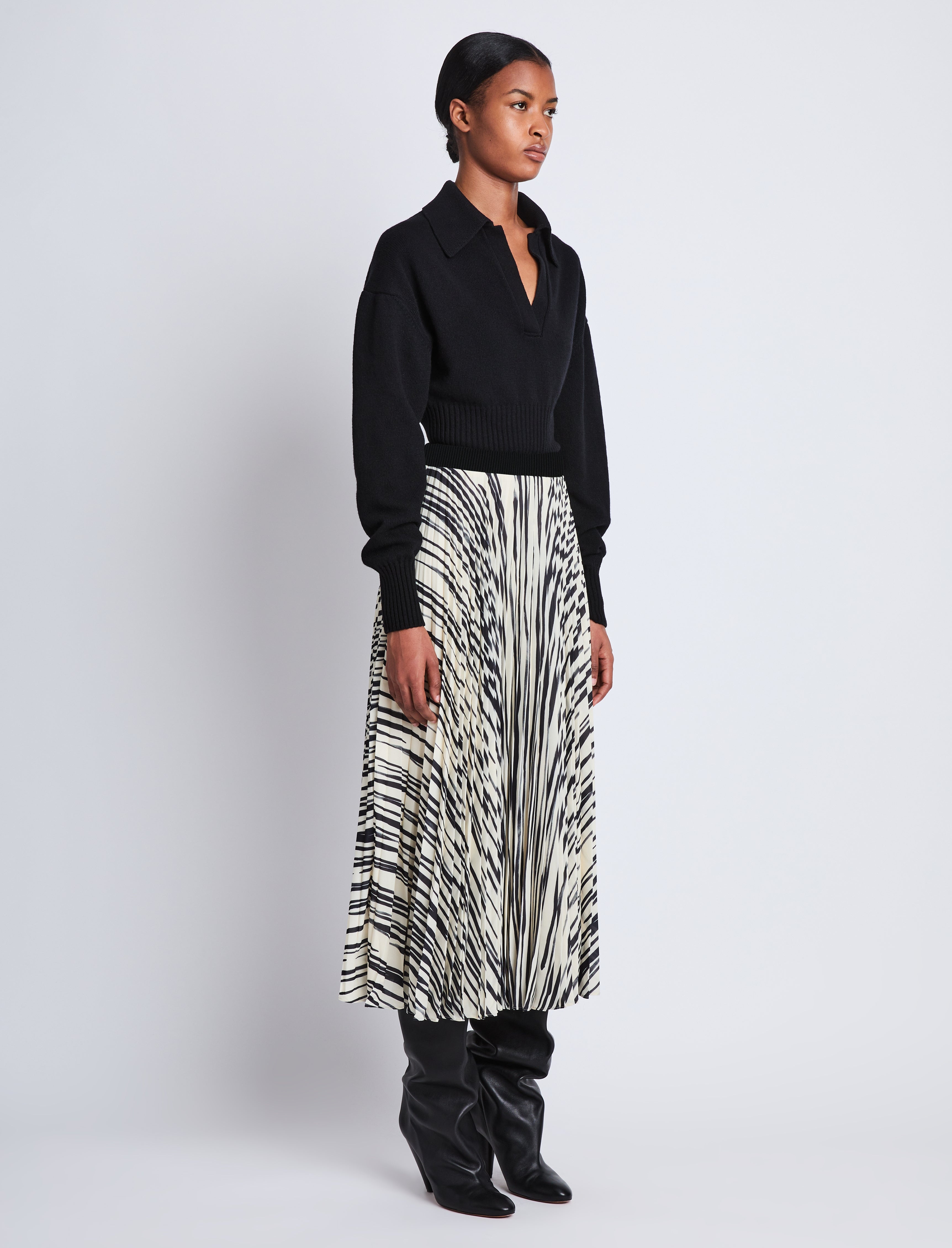 Korine Skirt in Printed Sheer Pleated Chiffon - 3
