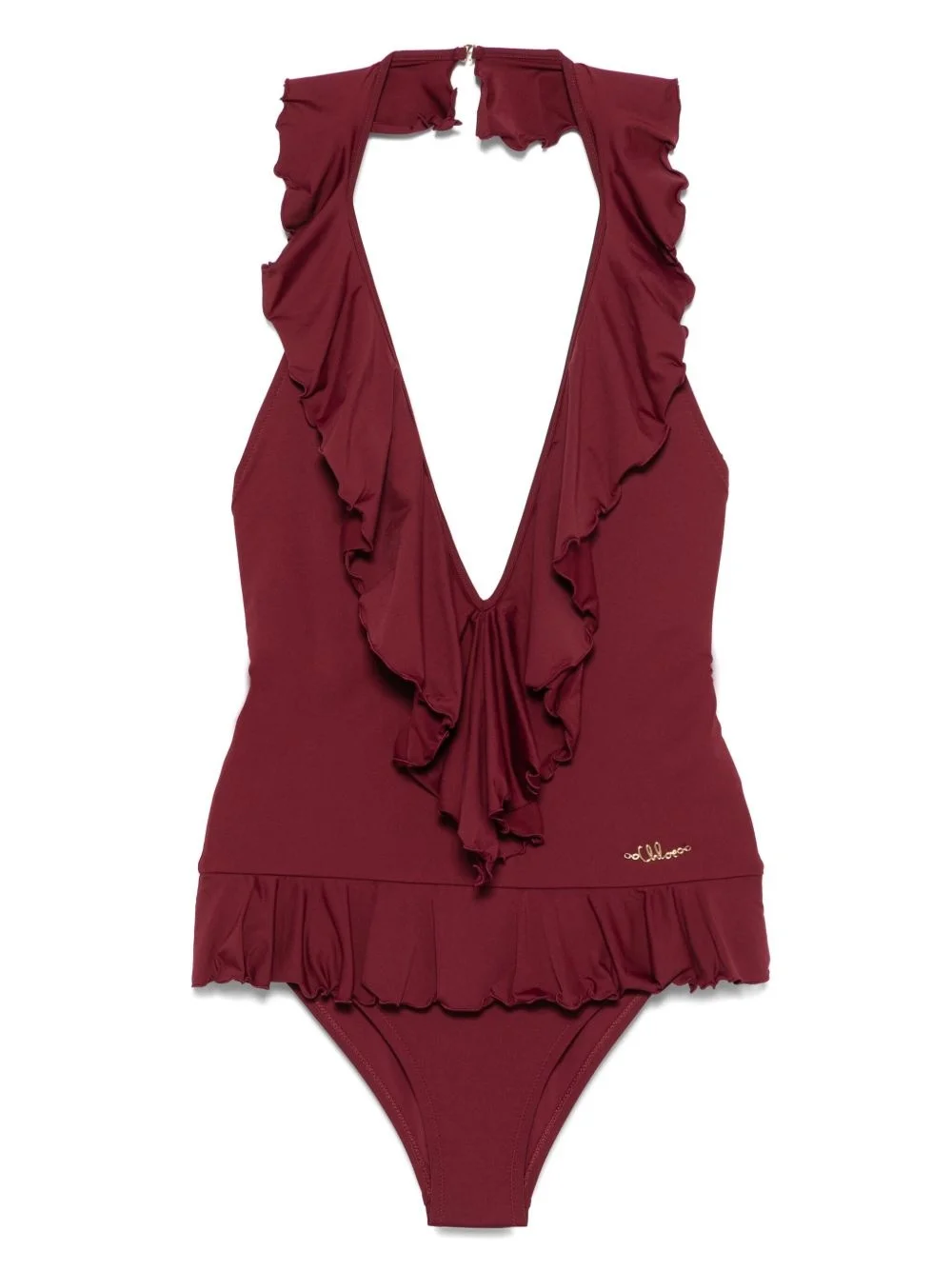 ruffled V-neck swimsuit - 1