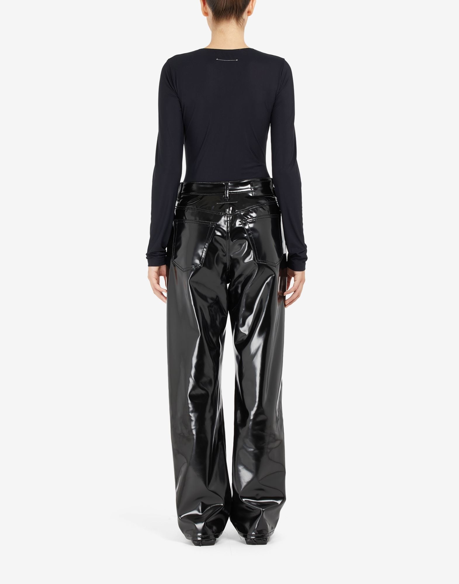 Back-to-back faux leather trousers - 4