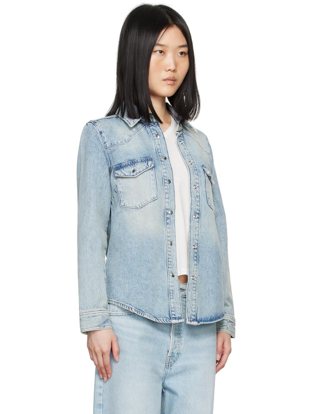 Blue Fitted Heritage Denim Shirt - 2